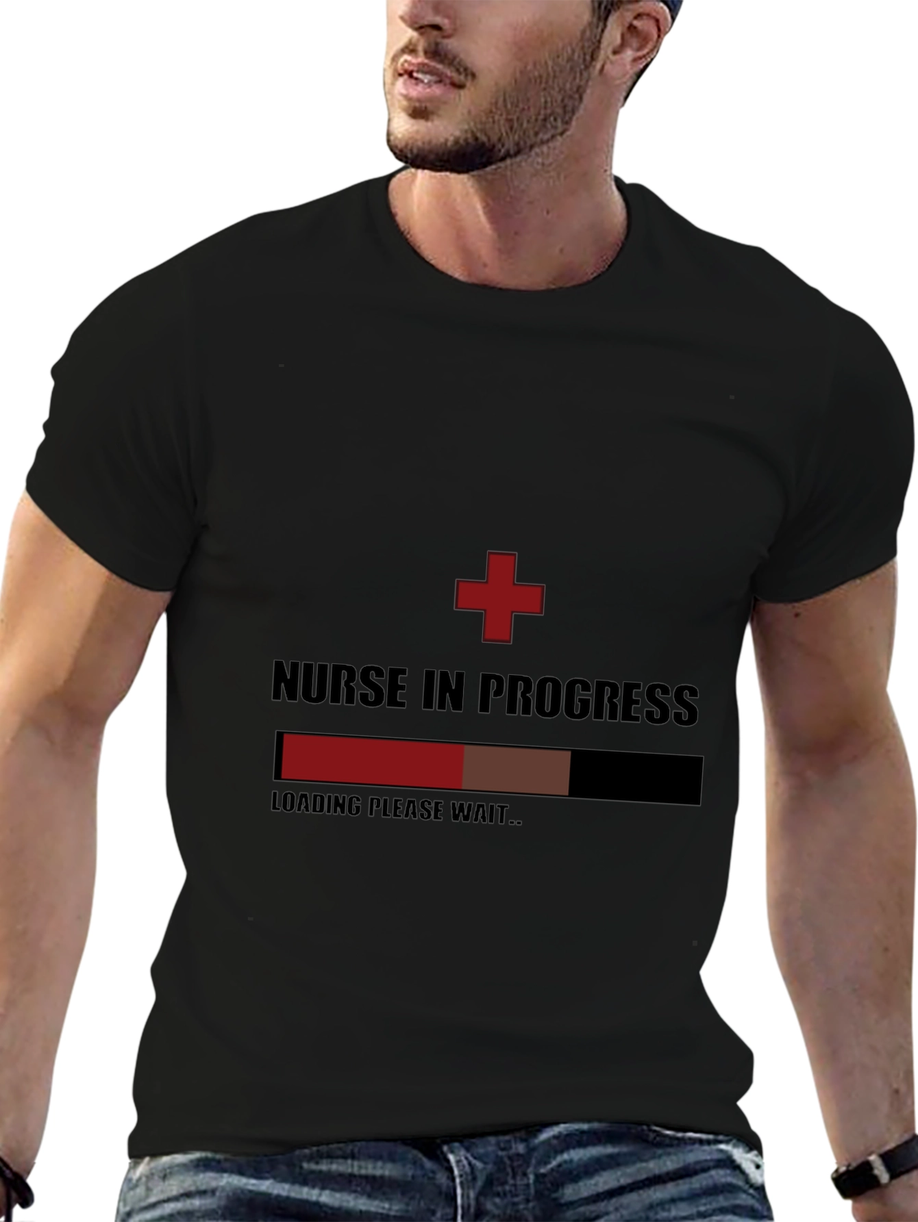 Nurse in Progress Black Graphic T-Shirt