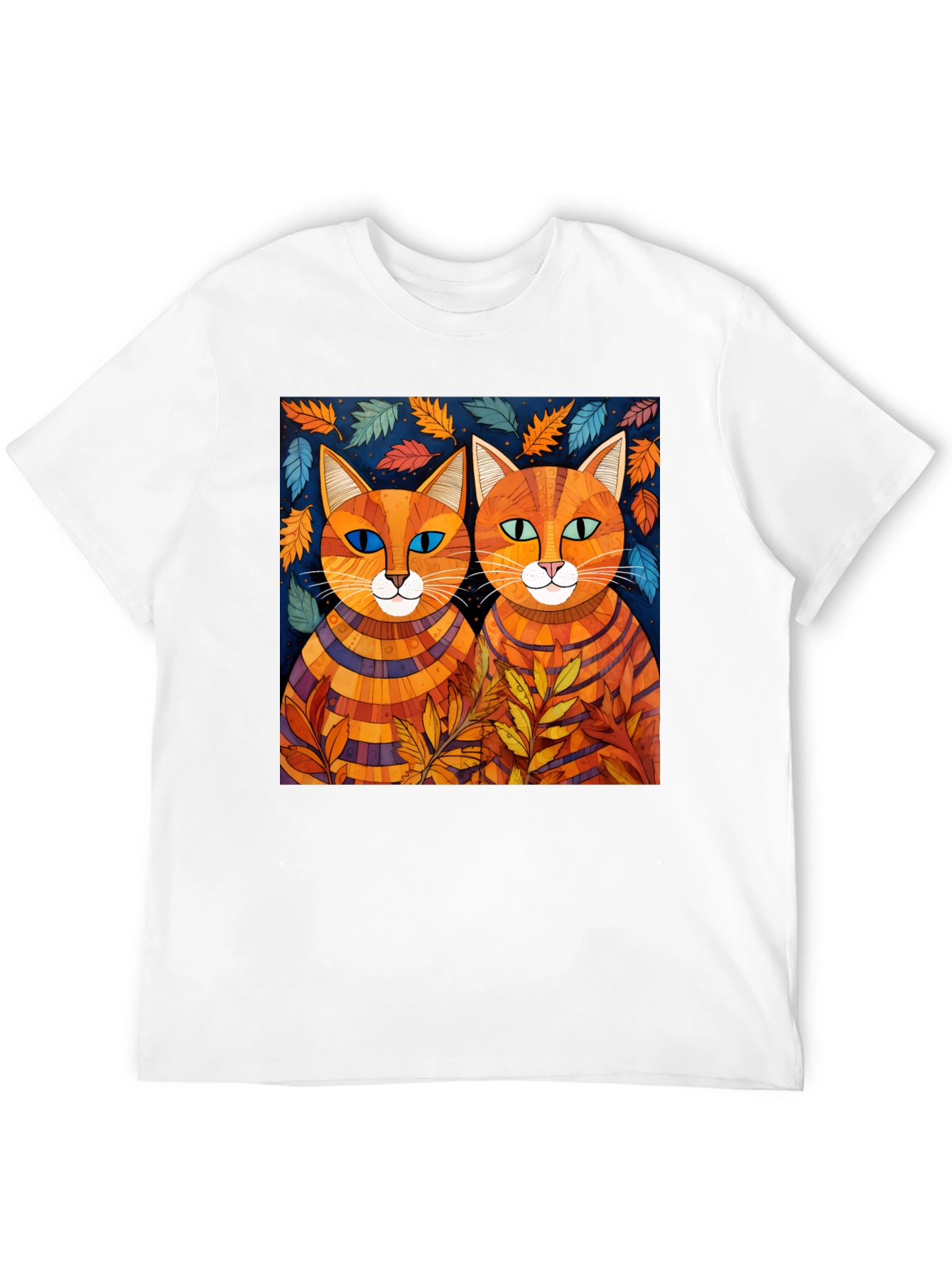 Whimsical Cat Art Tee - Unique Graphic Print Shirt
