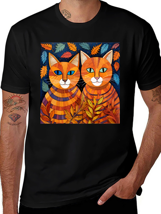 Whimsical Cat Art Tee - Unique Graphic Print Shirt