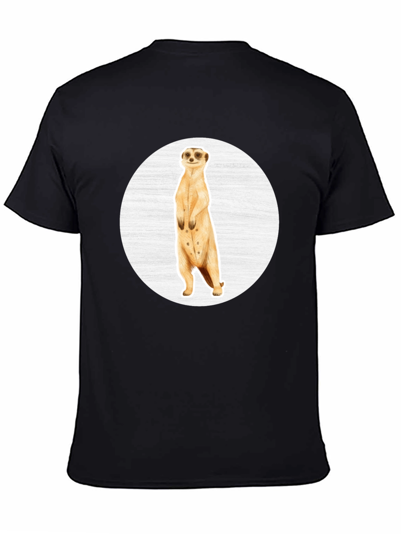 Meerkat Graphic Tee - Black Cotton Crew Neck