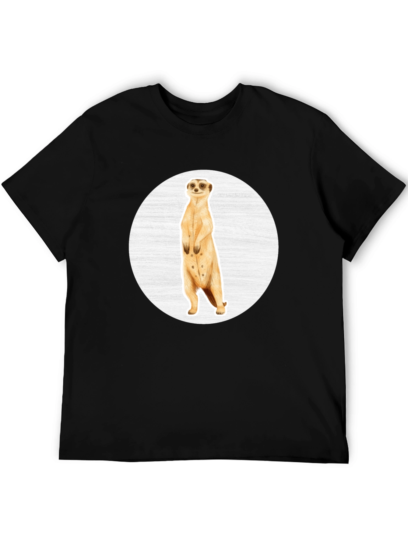 Meerkat Graphic Tee - Black Cotton Crew Neck