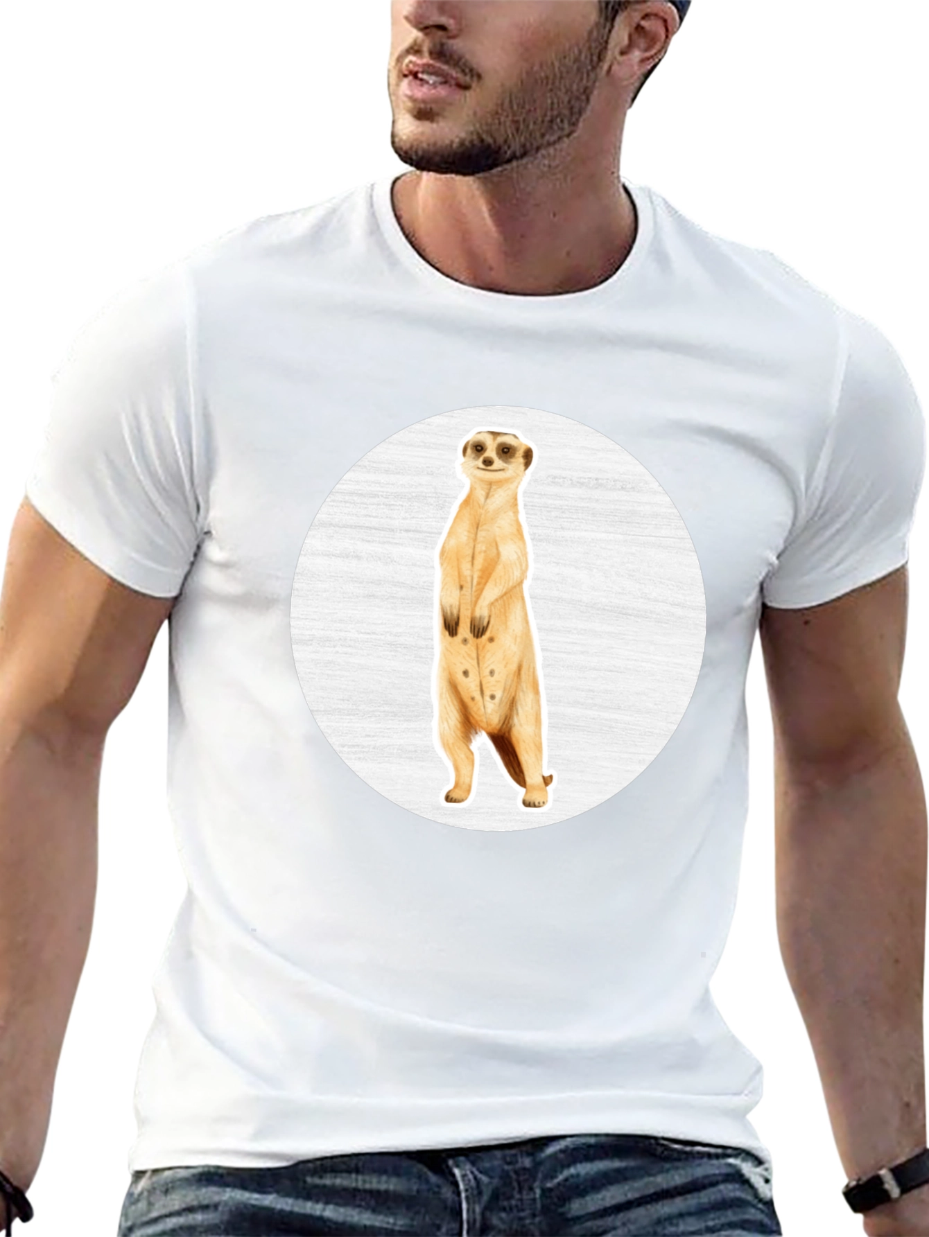 Meerkat Graphic Tee - Black Cotton Crew Neck