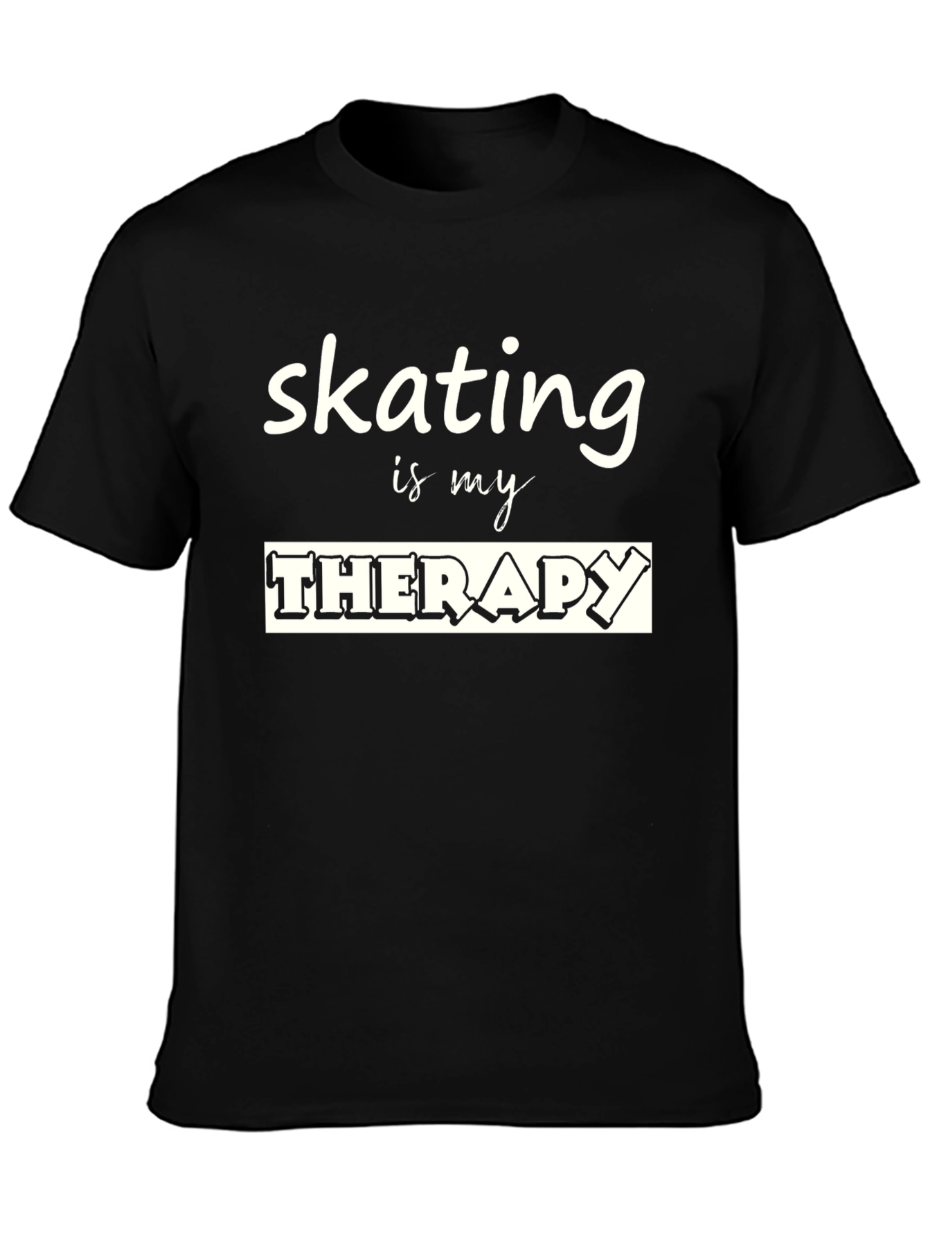 Skating is my Therapy Black Graphic T-Shirt