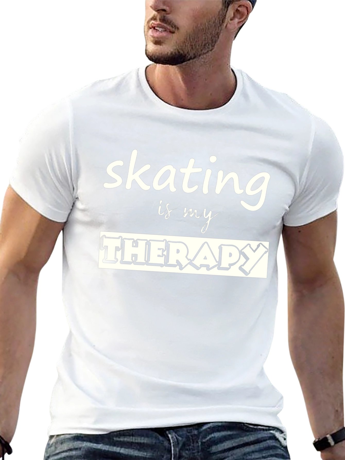 Skating is my Therapy Black Graphic T-Shirt