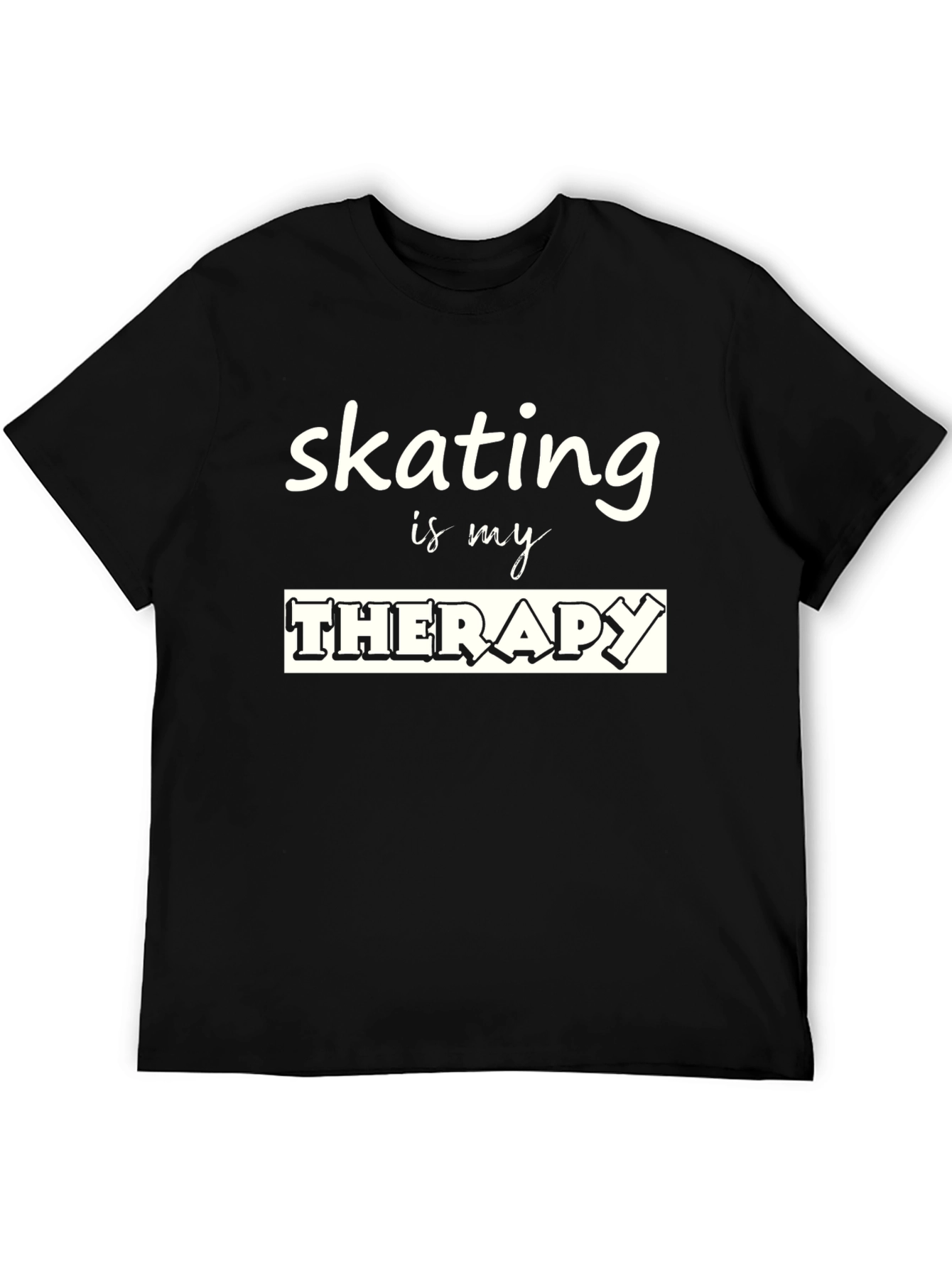 Skating is my Therapy Black Graphic T-Shirt