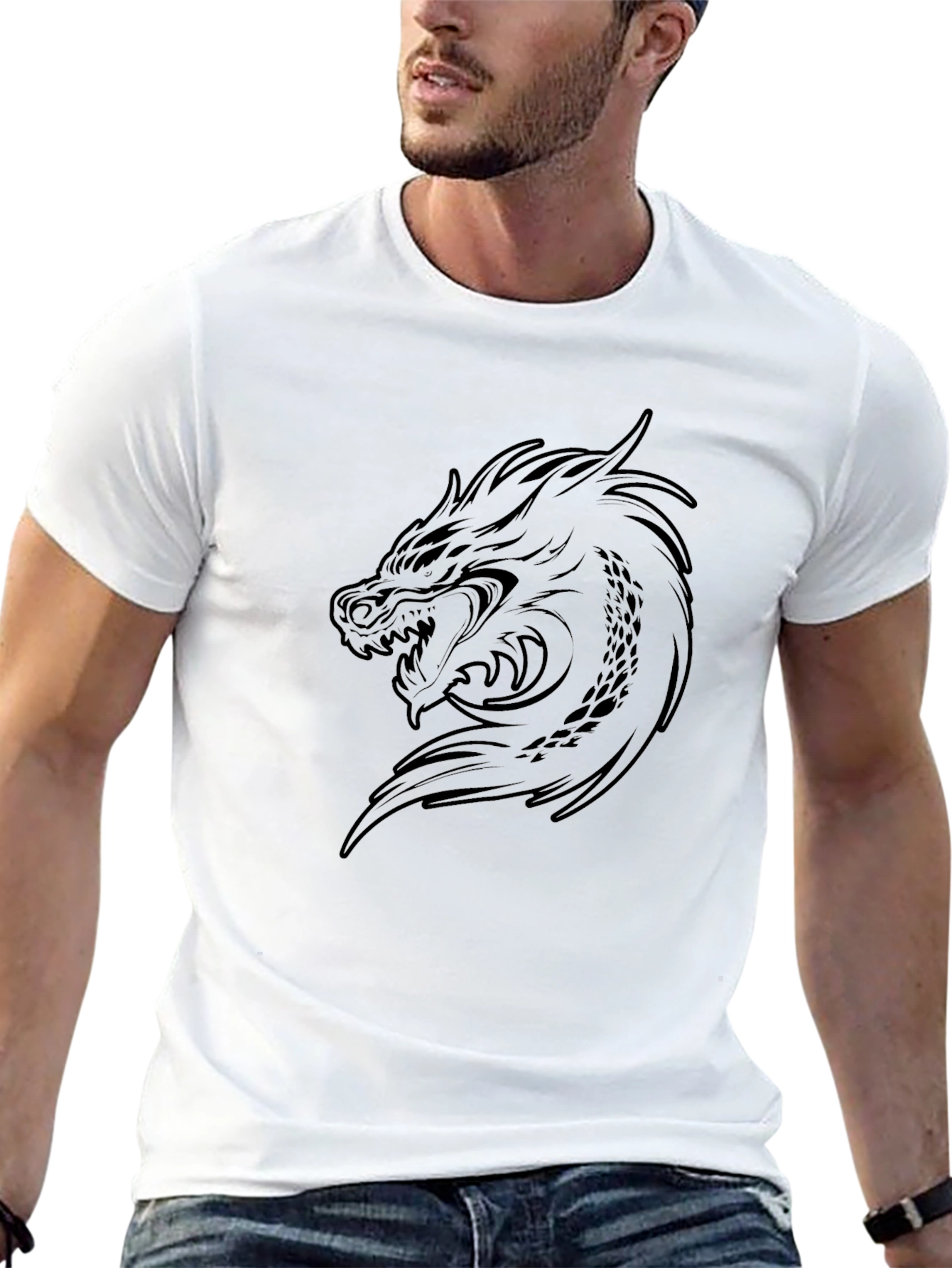 Dragon Graphic Print Black T-Shirt