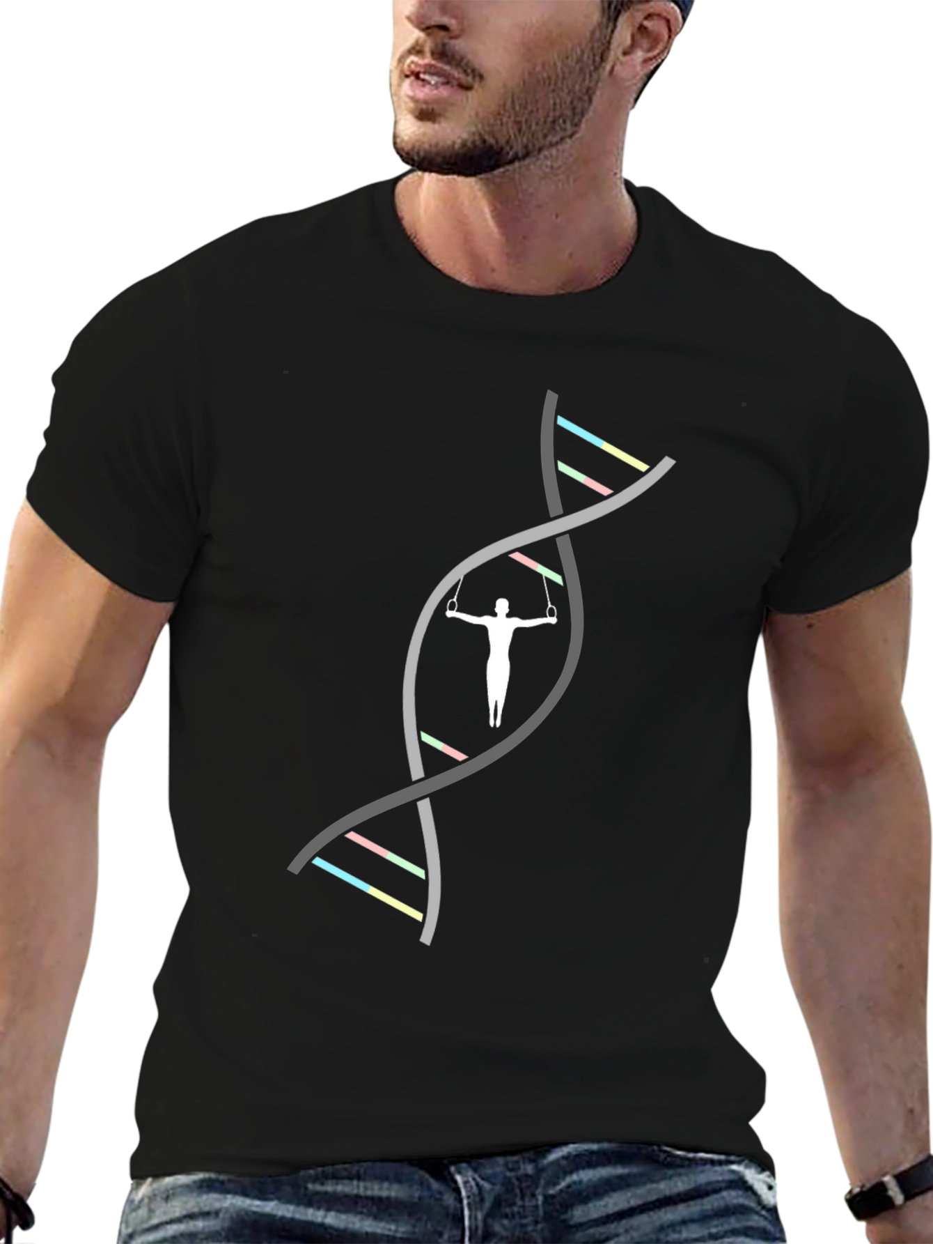 Gymnastics DNA Black T-Shirt - Athletic Genetic Design