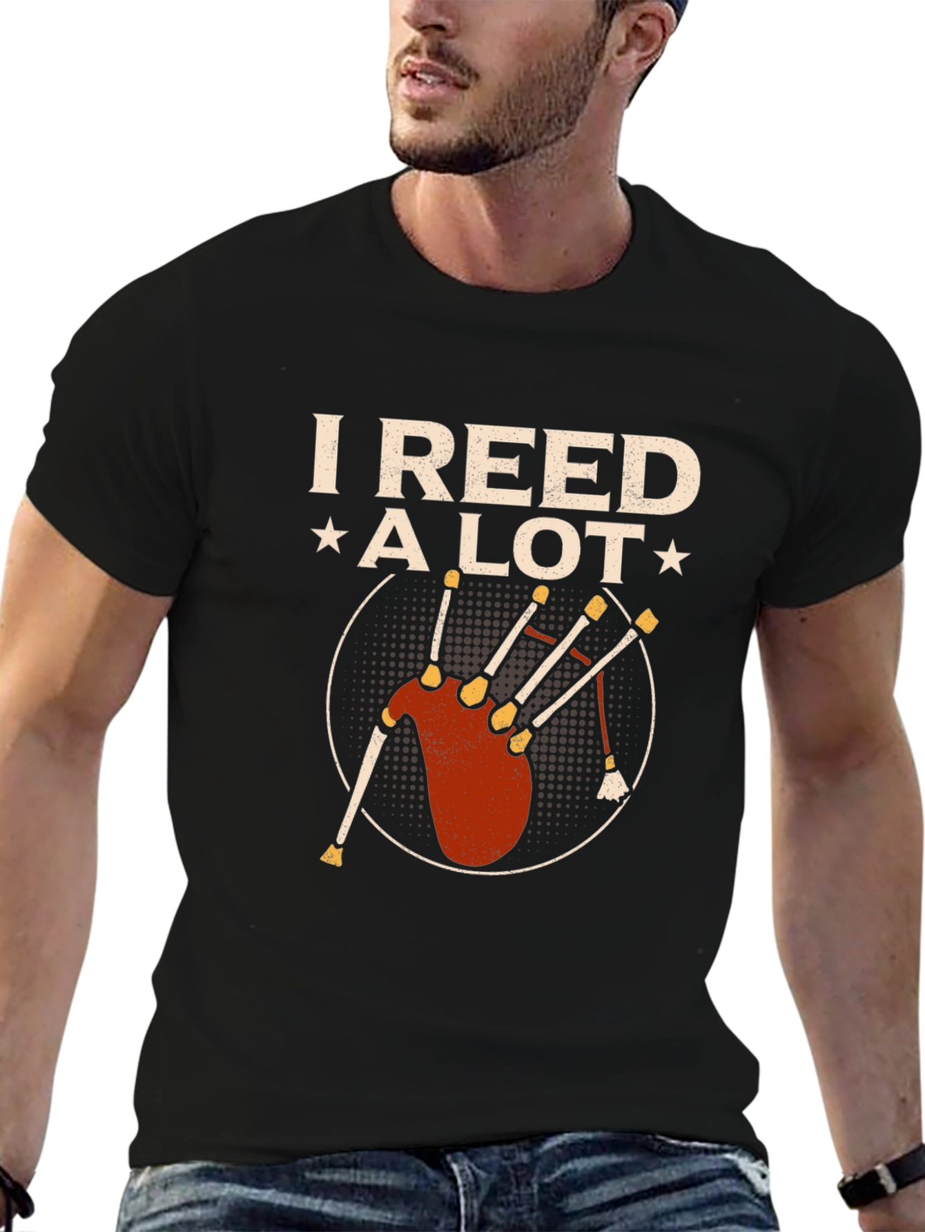 I Reed A Lot Bagpipe Graphic T-Shirt