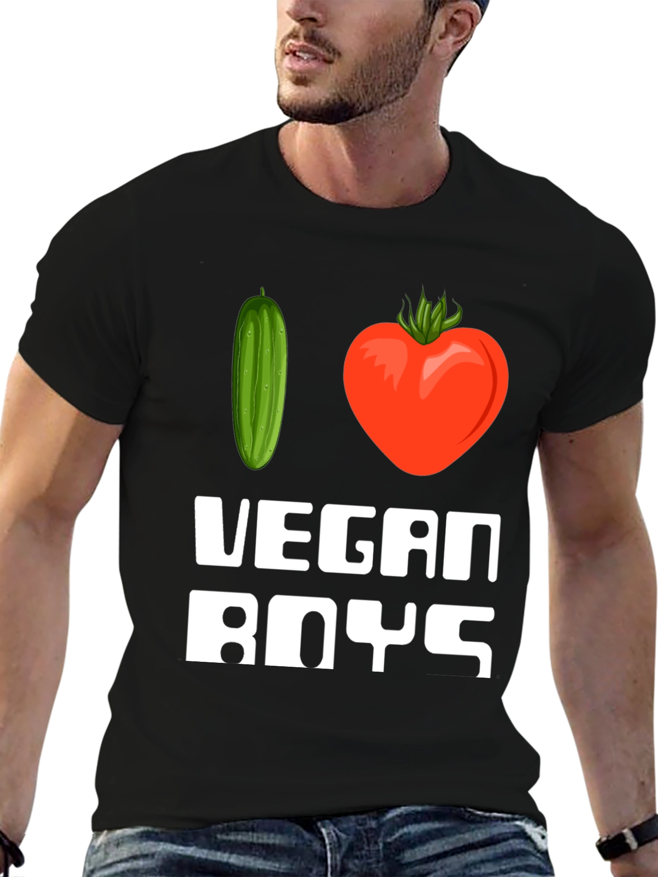 I Heart Vegan Boys T-Shirt Funny Vegetarian Tee