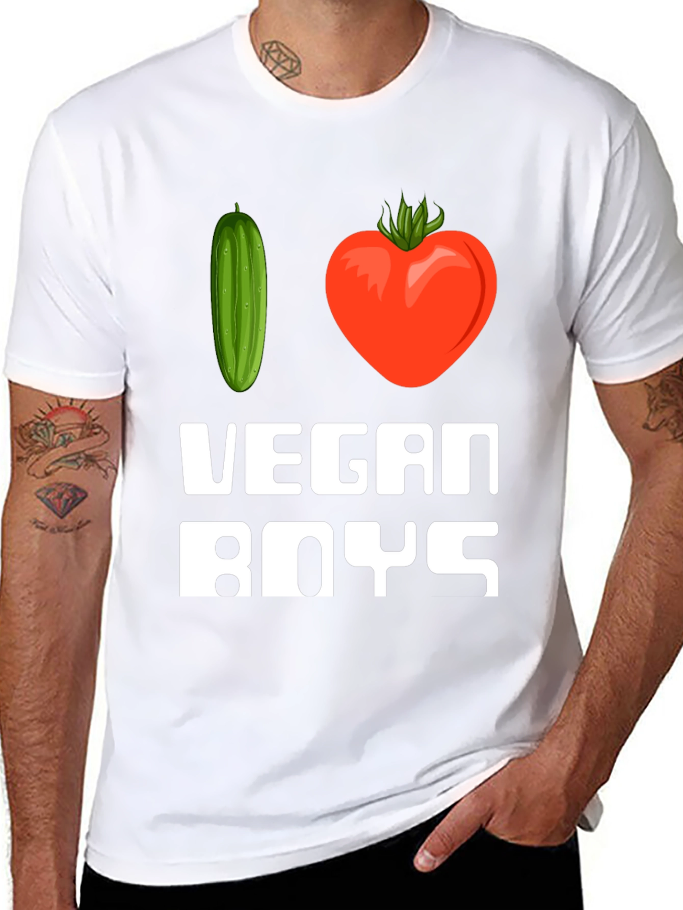 I Heart Vegan Boys T-Shirt Funny Vegetarian Tee