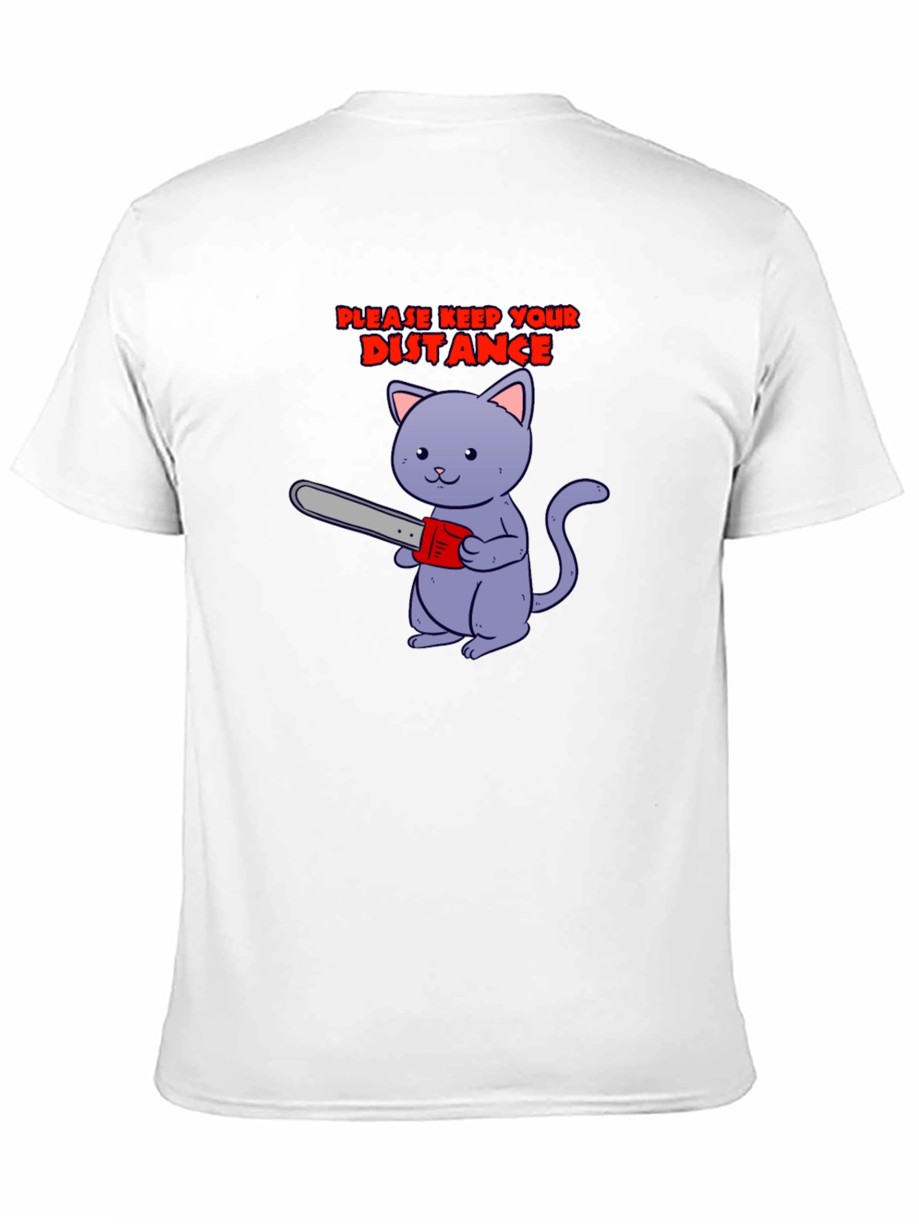 Keep Your Distance Tee: Chainsaw Cat Graphic T-Shirt