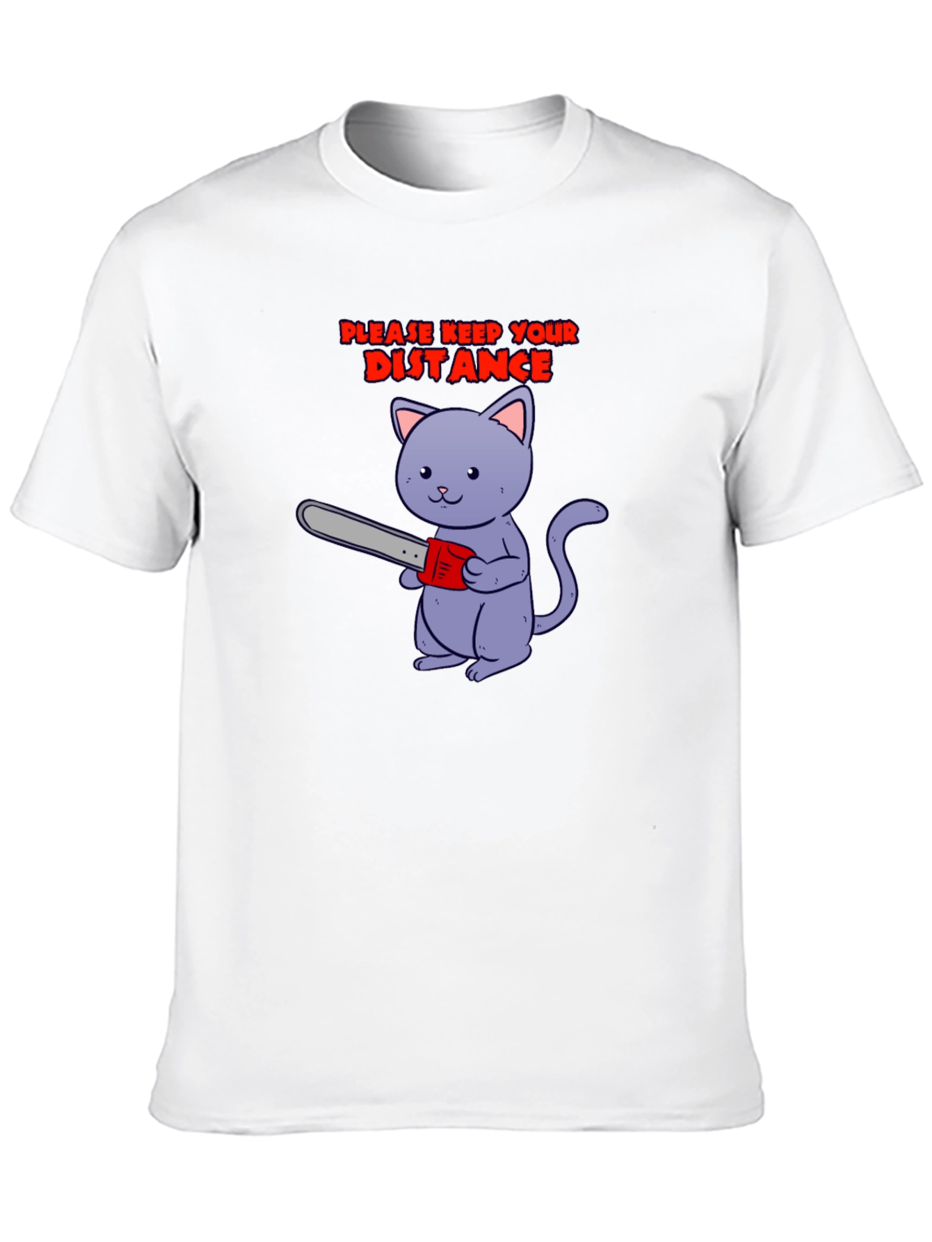 Keep Your Distance Tee: Chainsaw Cat Graphic T-Shirt