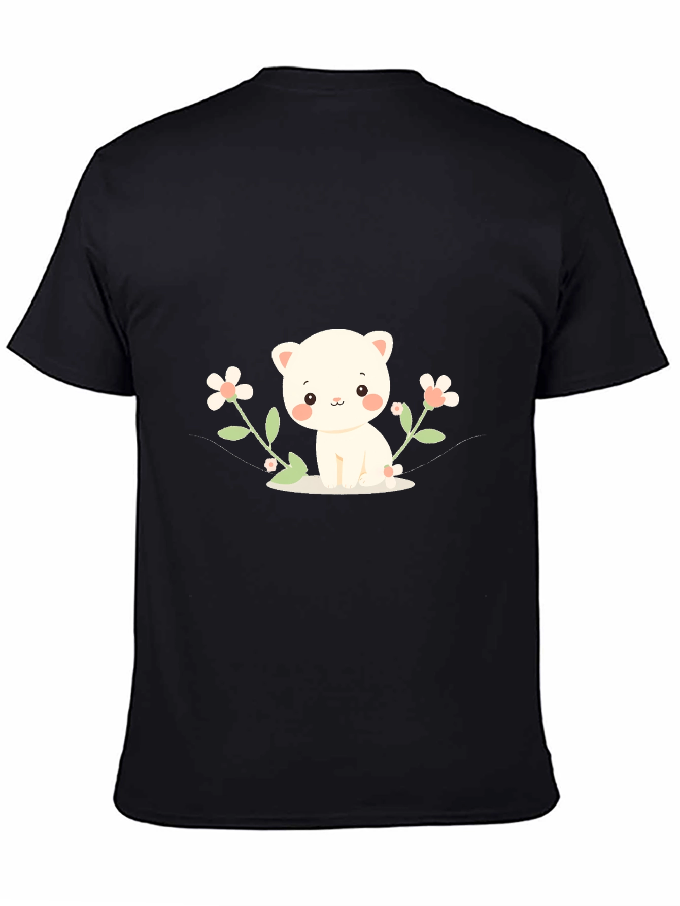 Cute Kitten & Flowers Graphic T-Shirt