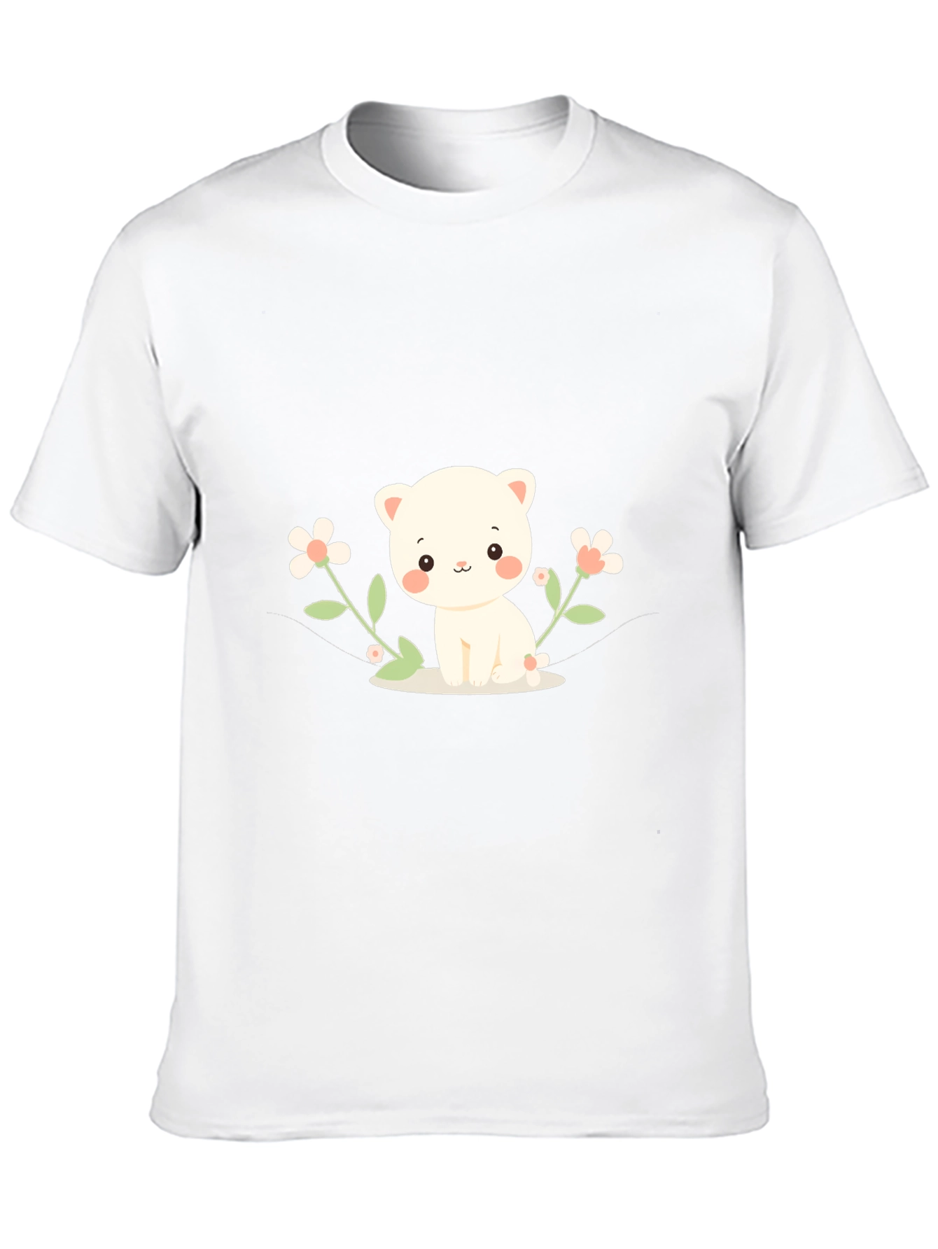 Cute Kitten & Flowers Graphic T-Shirt