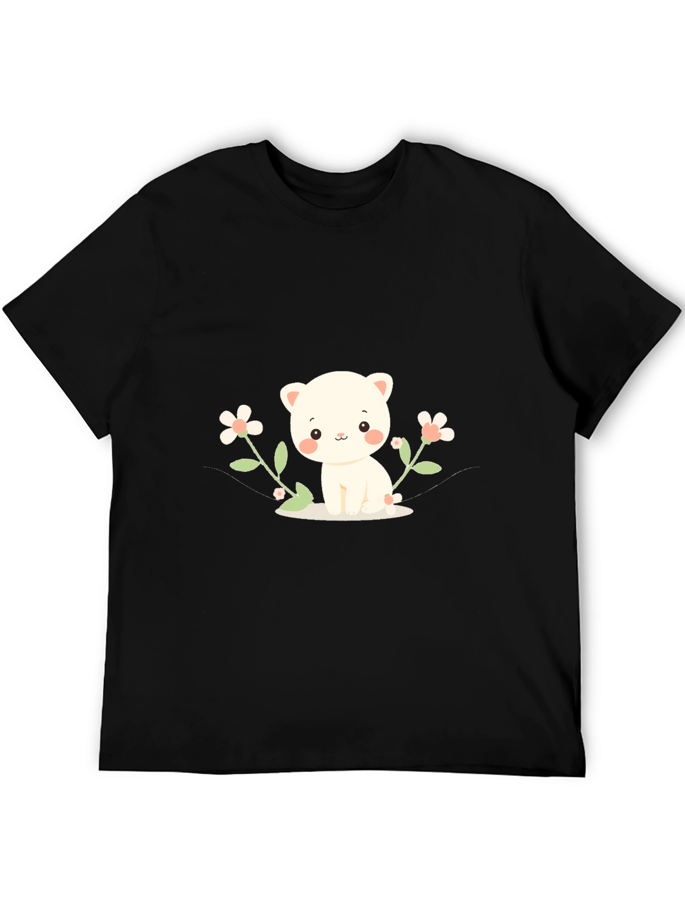 Cute Kitten & Flowers Graphic T-Shirt