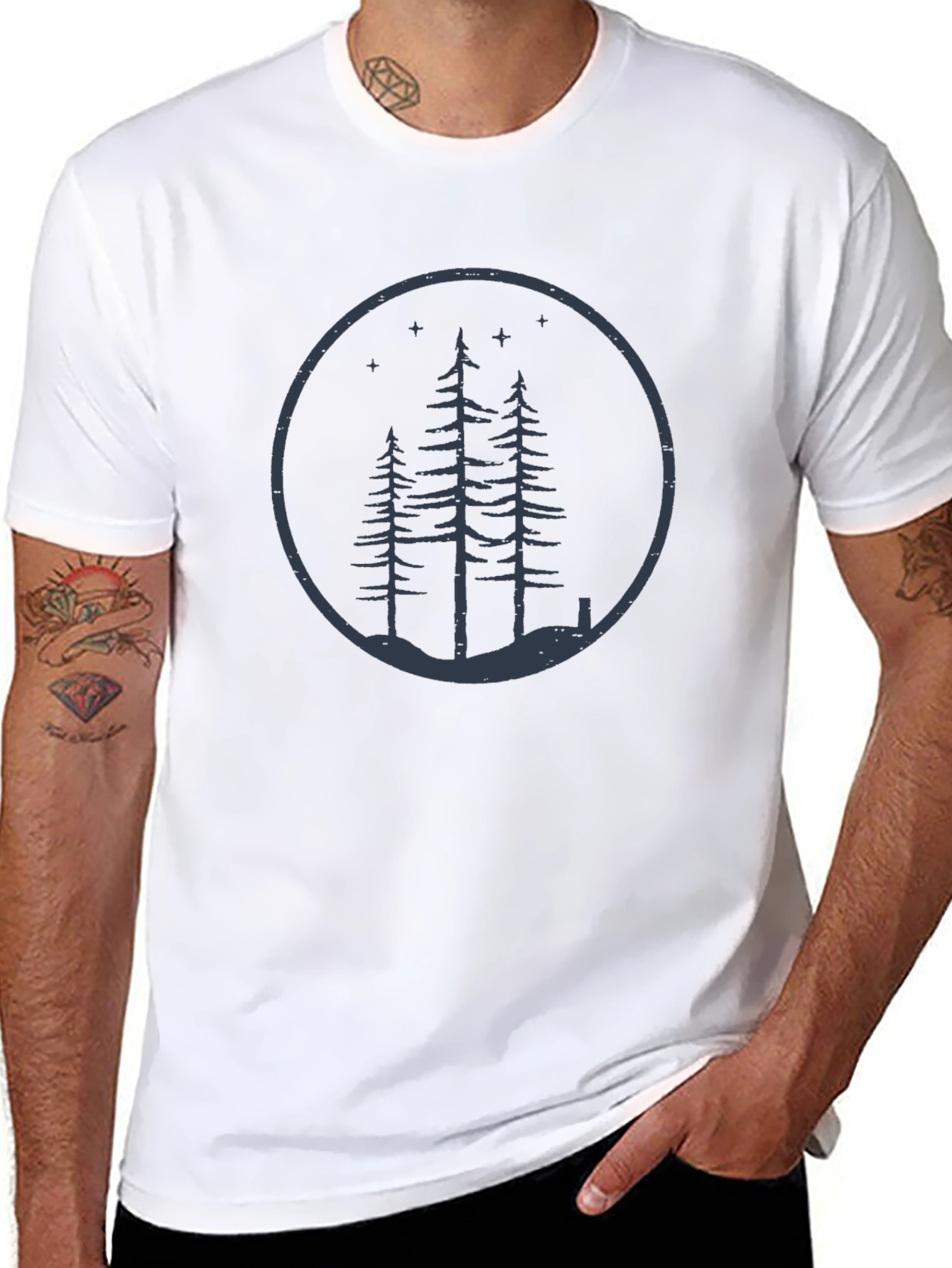 Mens Black Forest Circle Graphic Tee