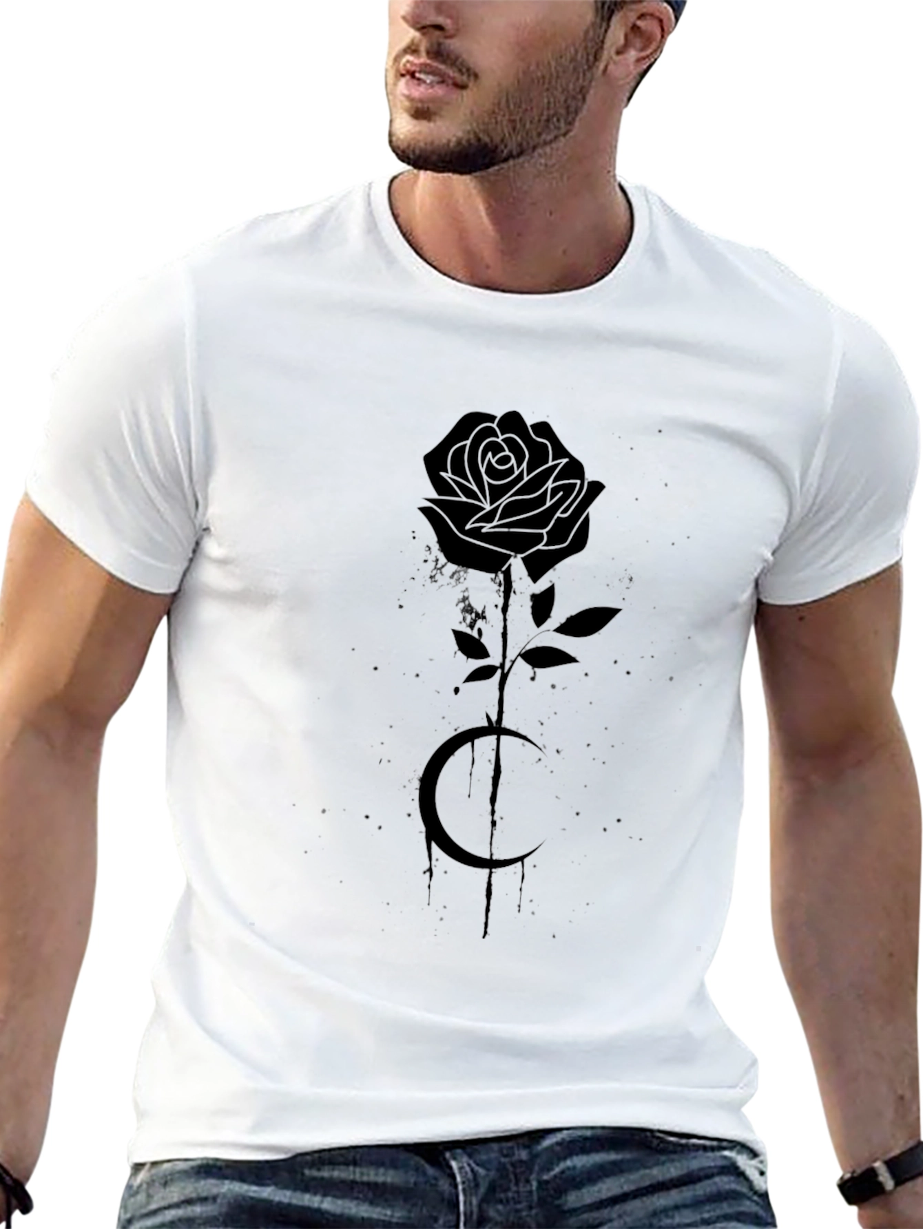 Black Rose & Moon Graphic Tee