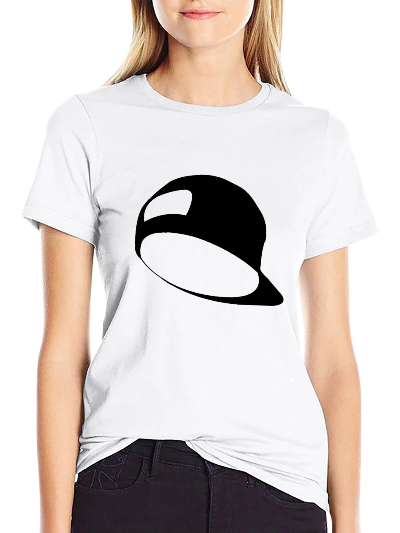 Black T-Shirt with Hat Graphic