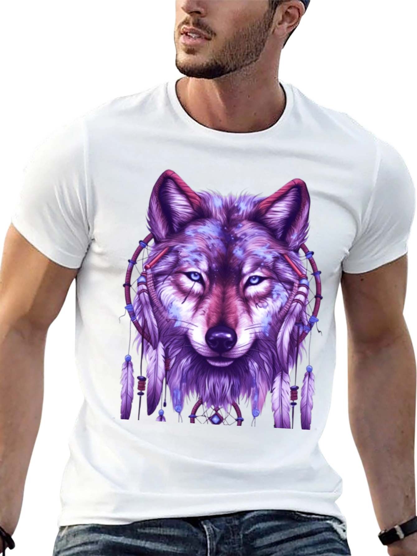 Wolf Dreamcatcher Graphic Tee - Black
