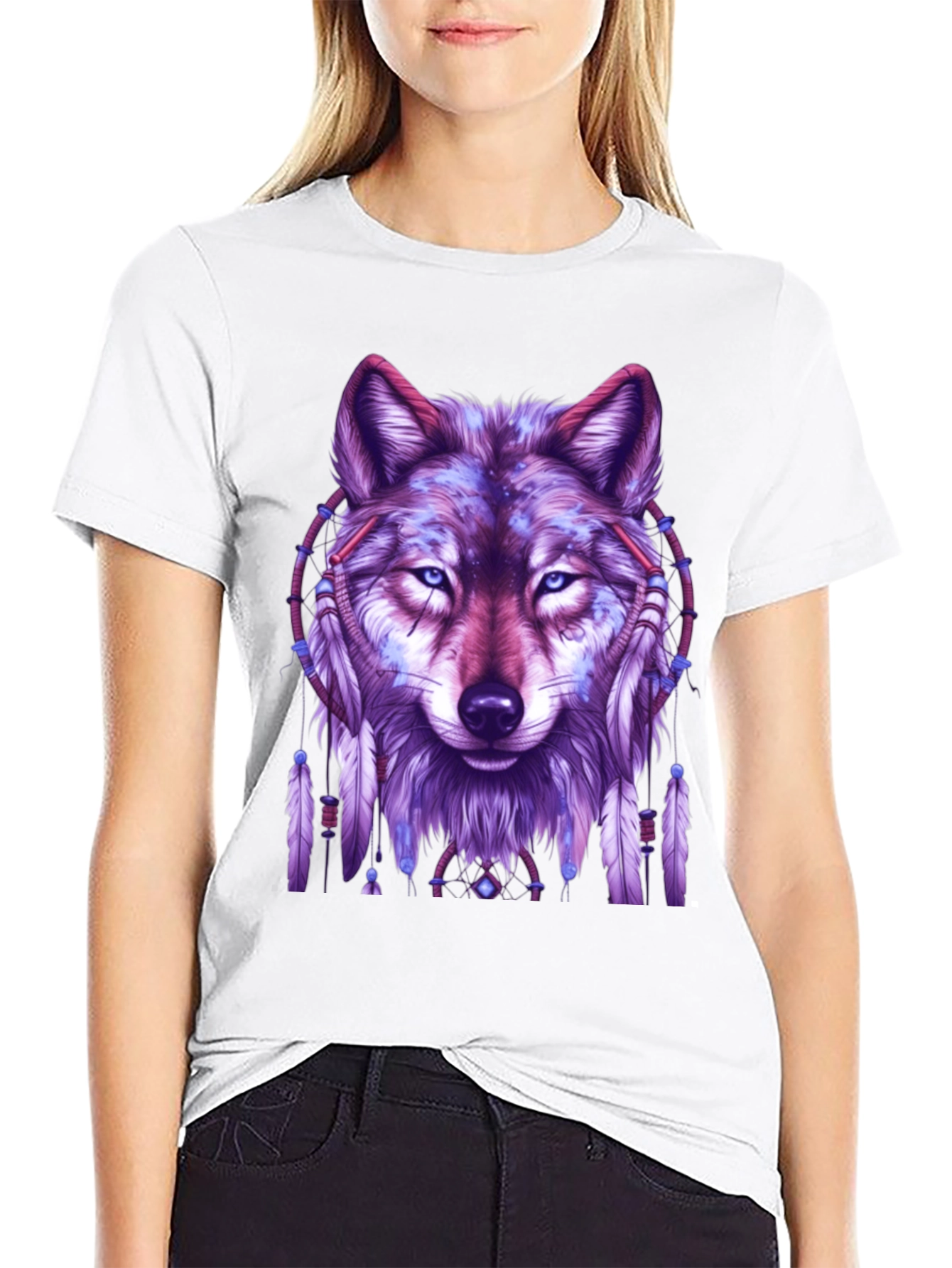 Wolf Dreamcatcher Graphic Tee - Black