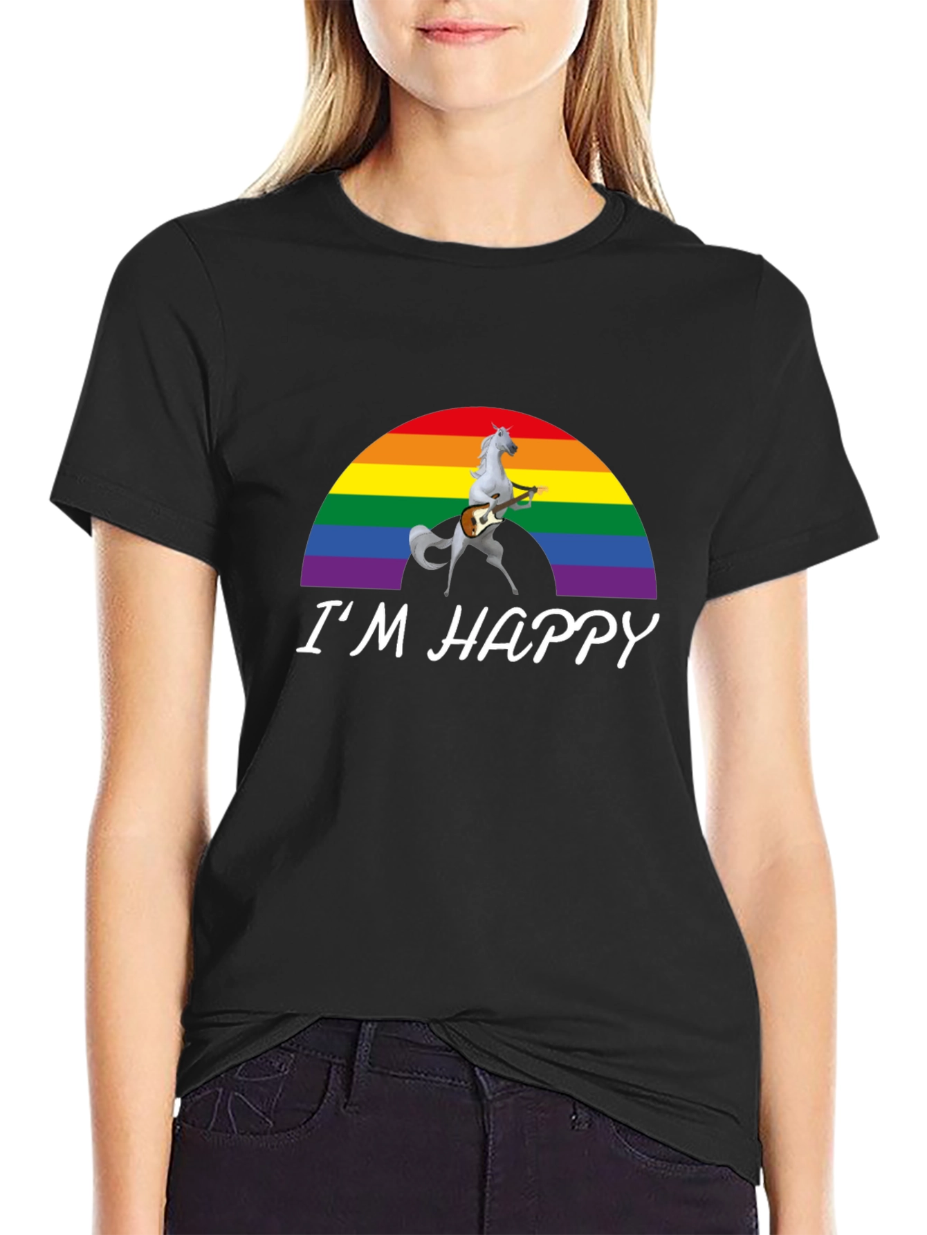 Im Happy Rainbow Unicorn Guitar T-Shirt