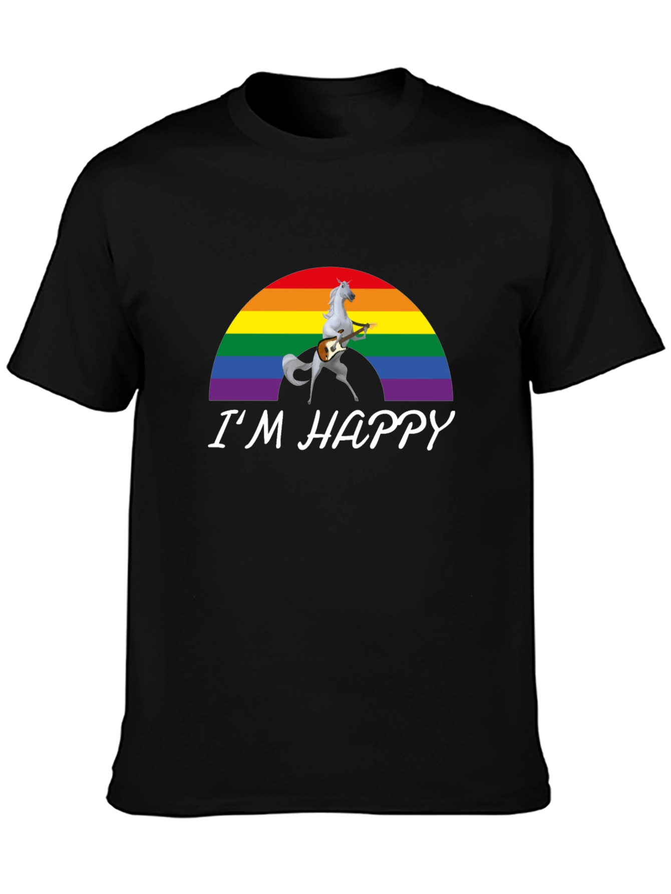 Im Happy Rainbow Unicorn Guitar T-Shirt