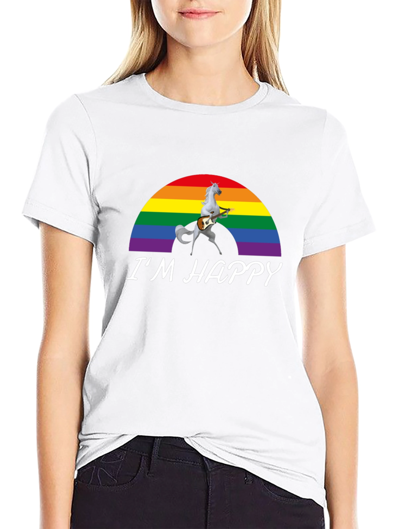 Im Happy Rainbow Unicorn Guitar T-Shirt