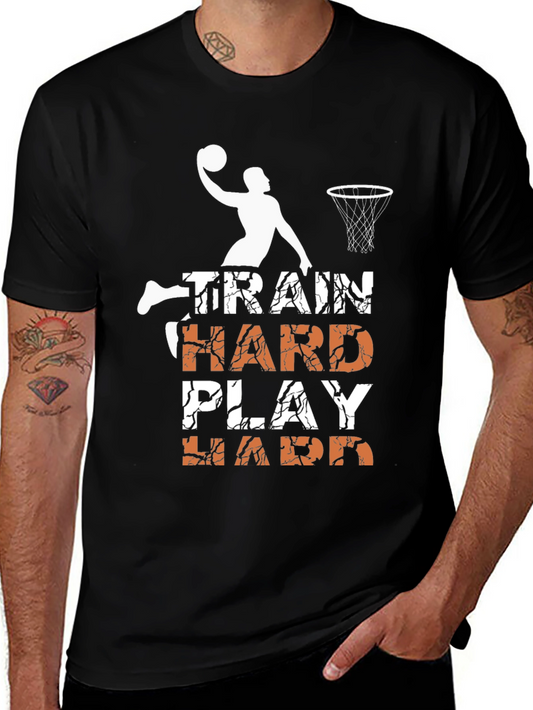 Train Hard Play Hard Basketball Graphic Tee