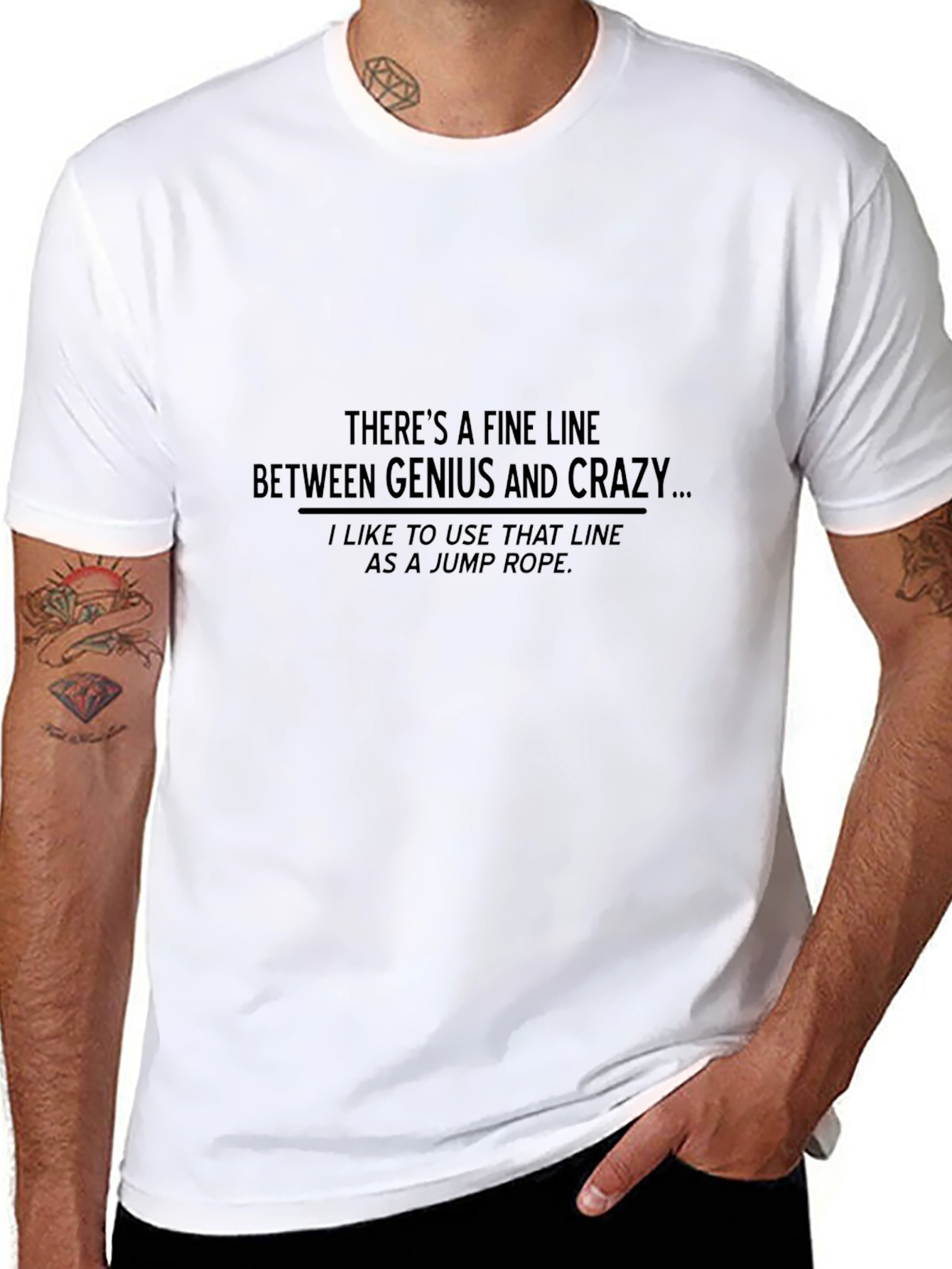 Genius vs Crazy Jump Rope Graphic Tee - Black