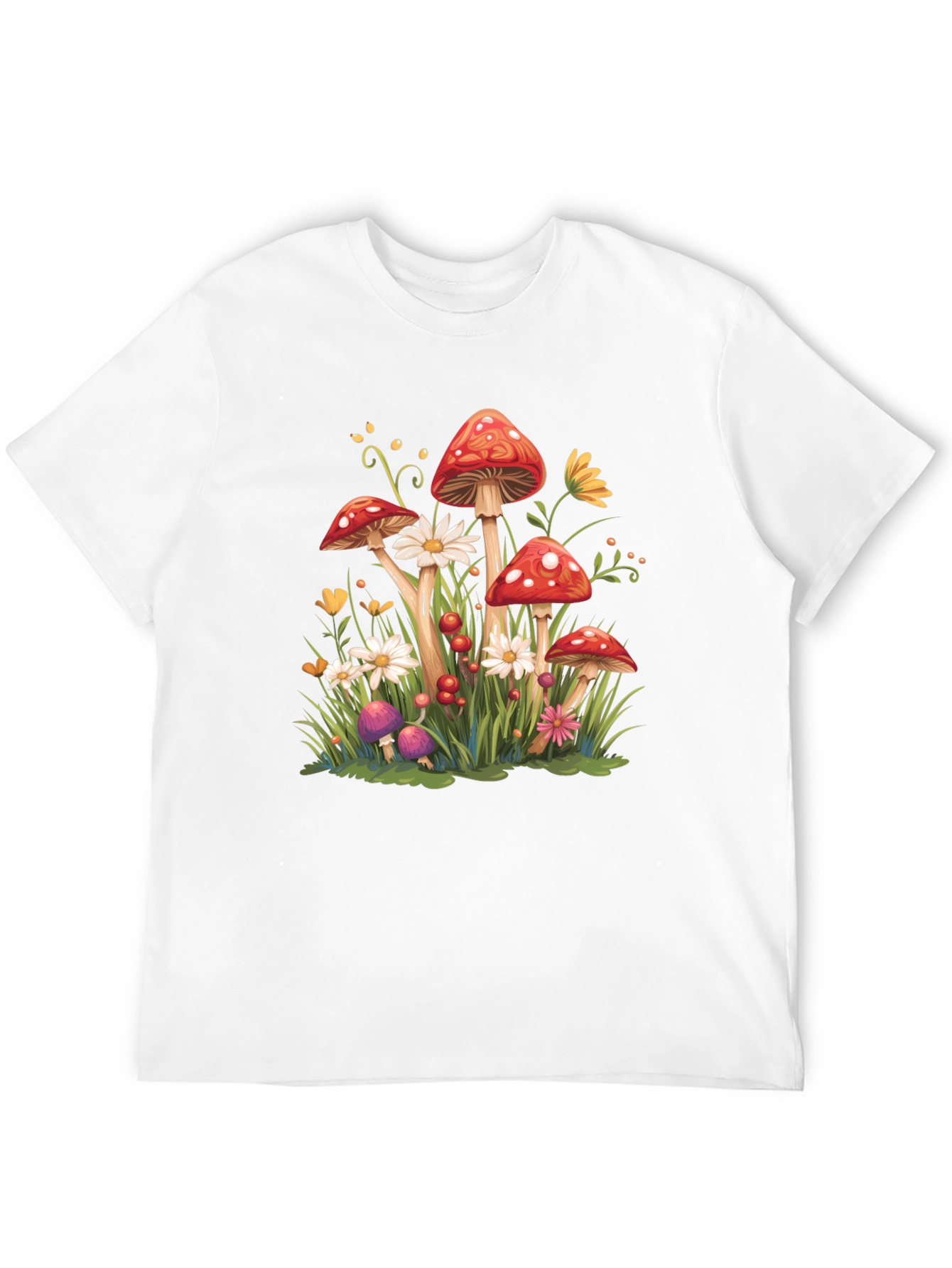 Mushroom Meadow Graphic Tee - Whimsical Nature Shirt