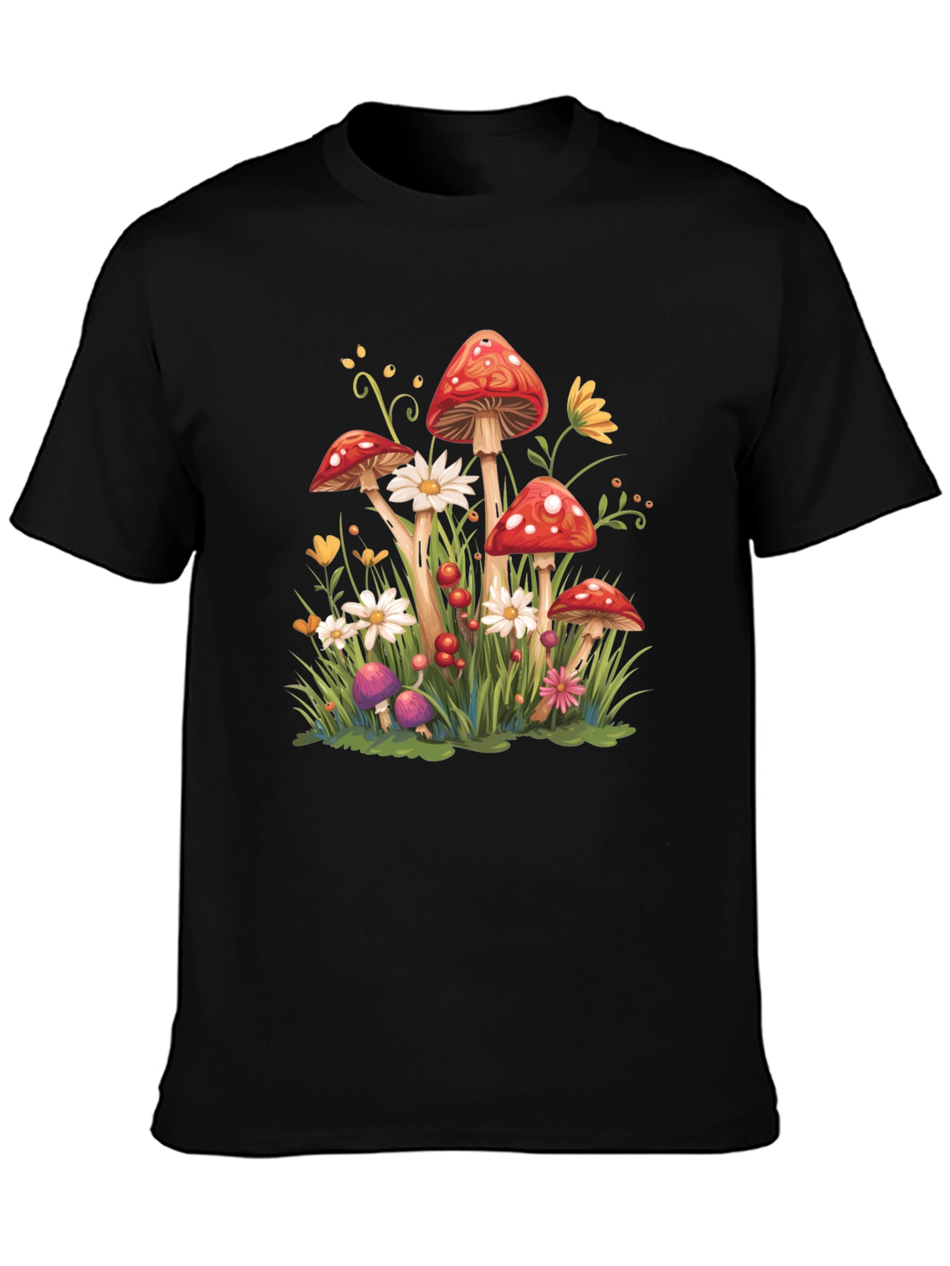 Mushroom Meadow Graphic Tee - Whimsical Nature Shirt