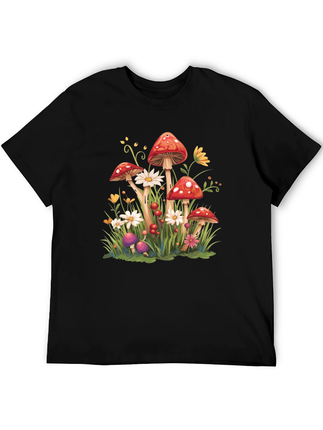 Mushroom Meadow Graphic Tee - Whimsical Nature Shirt