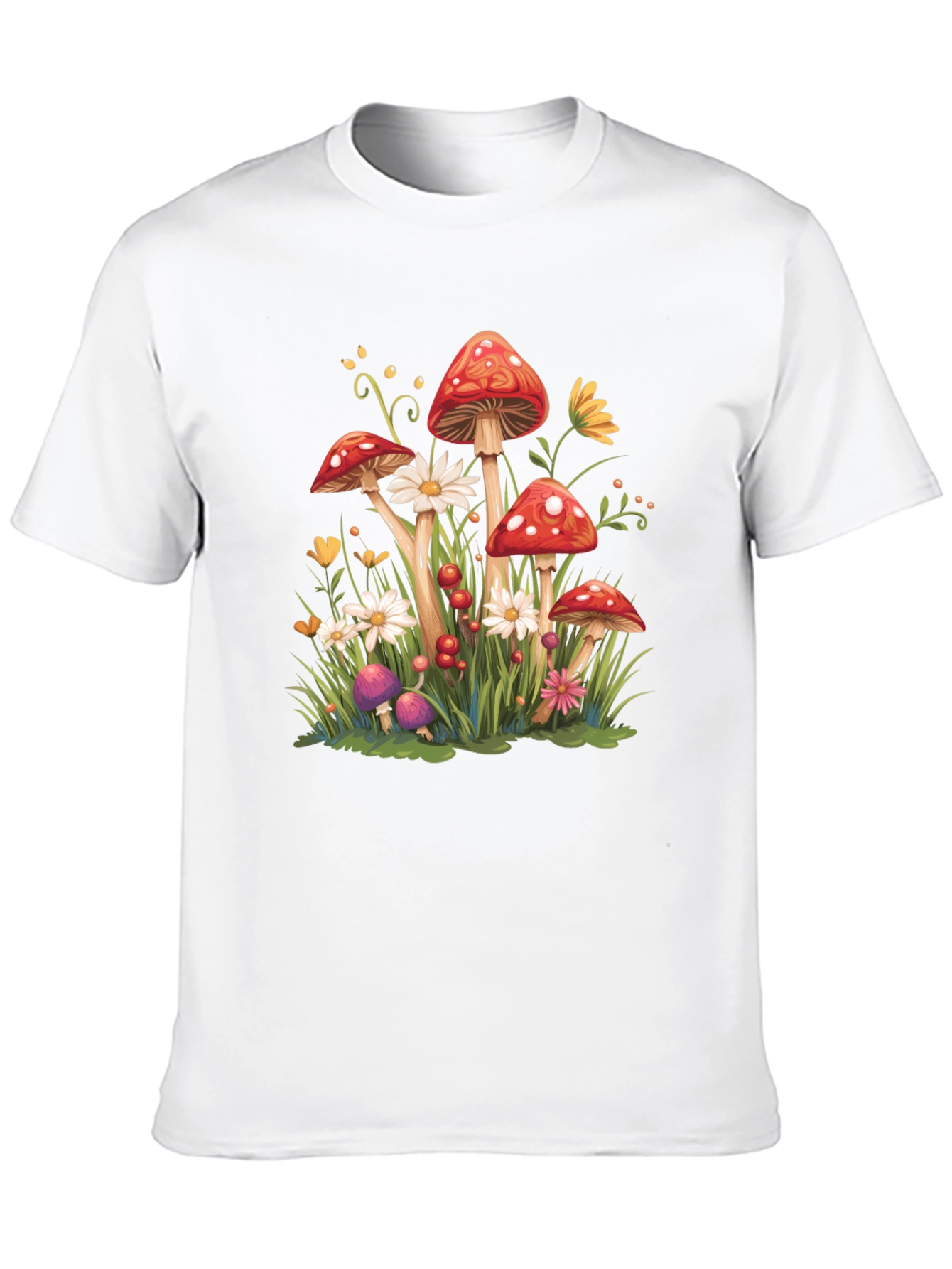 Mushroom Meadow Graphic Tee - Whimsical Nature Shirt