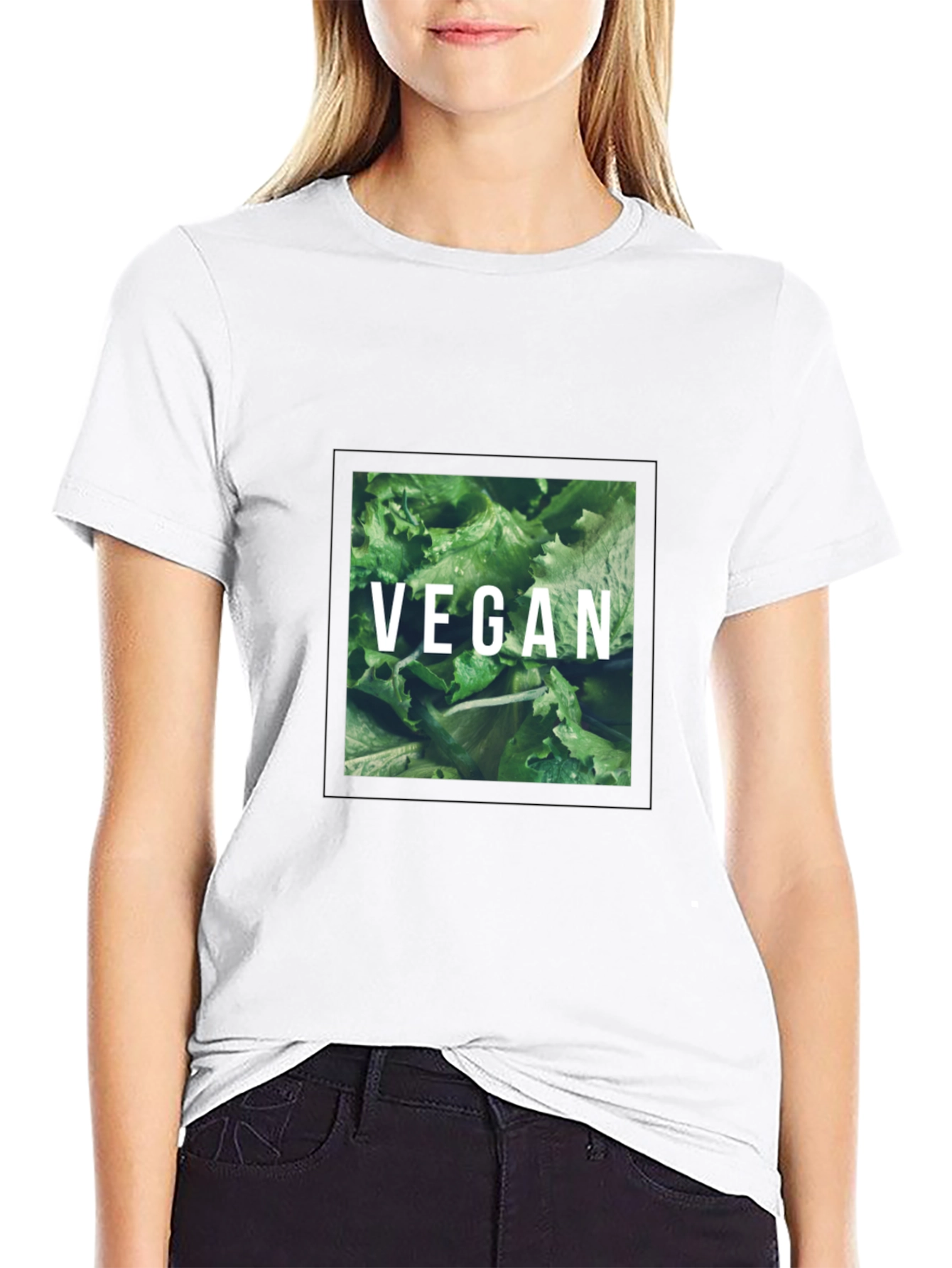 Vegan Lettuce Graphic Tee - Black Cotton T-Shirt