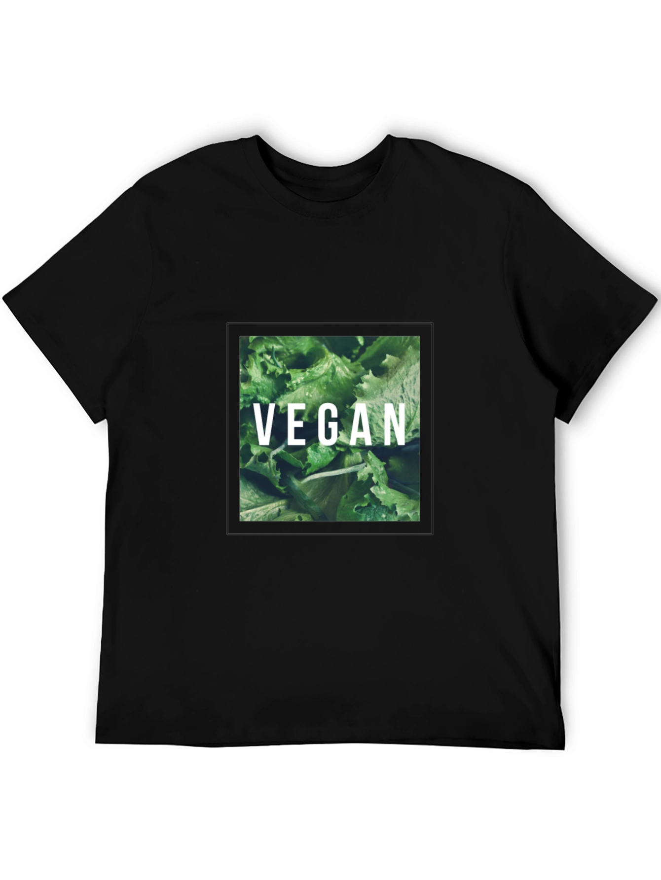 Vegan Lettuce Graphic Tee - Black Cotton T-Shirt