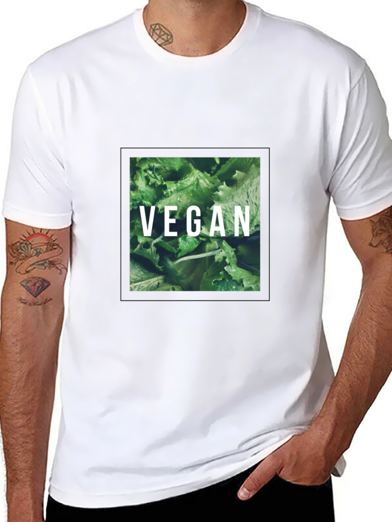 Vegan Lettuce Graphic Tee - Black Cotton T-Shirt