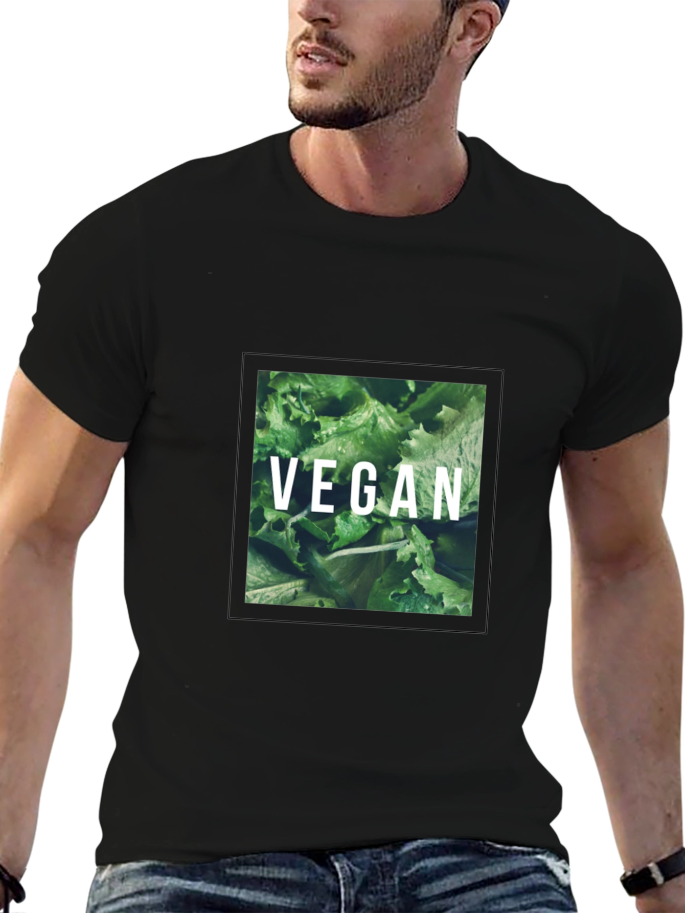Vegan Lettuce Graphic Tee - Black Cotton T-Shirt