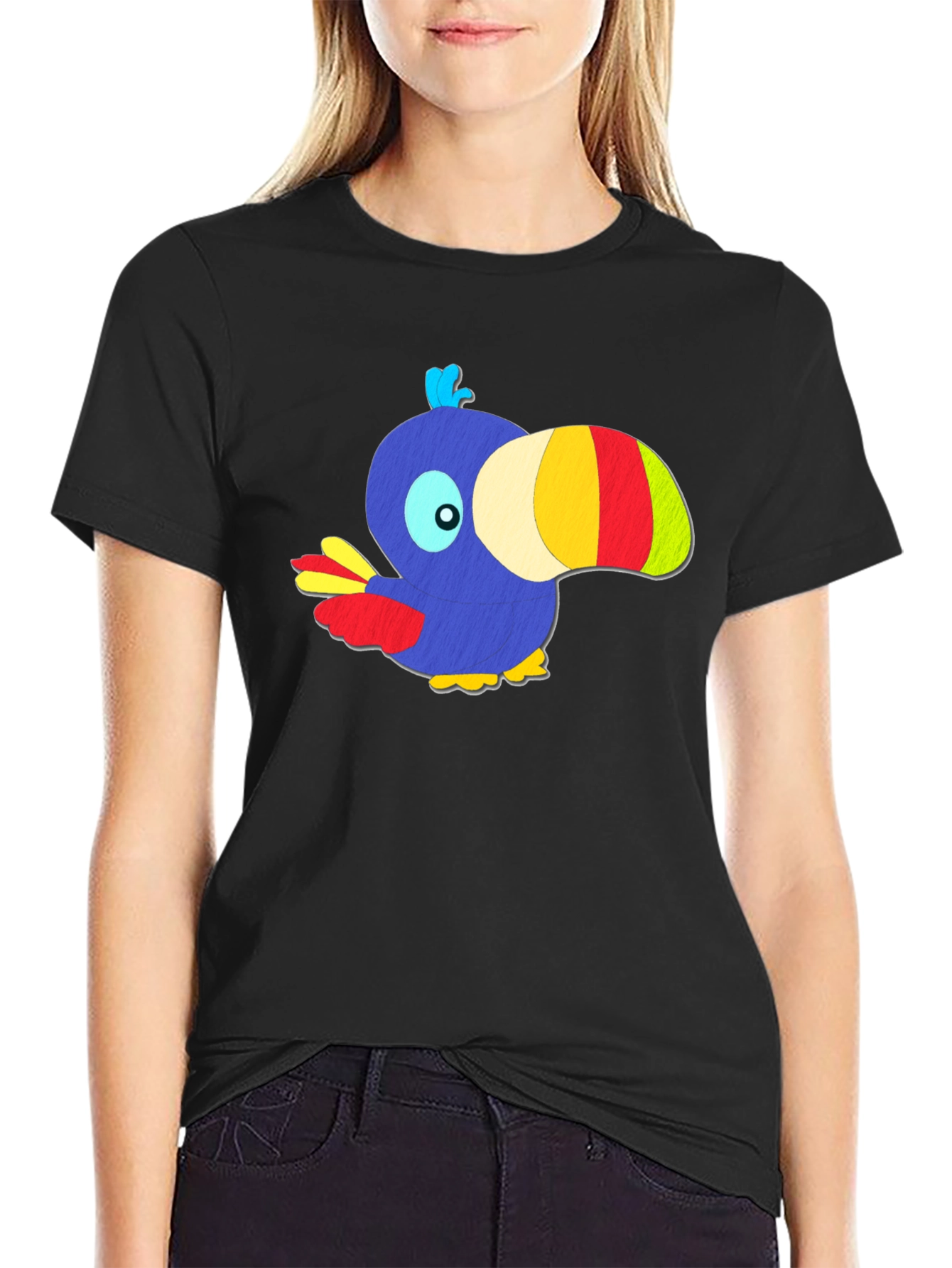 Cartoon Toucan Graphic T-Shirt - Funky Design