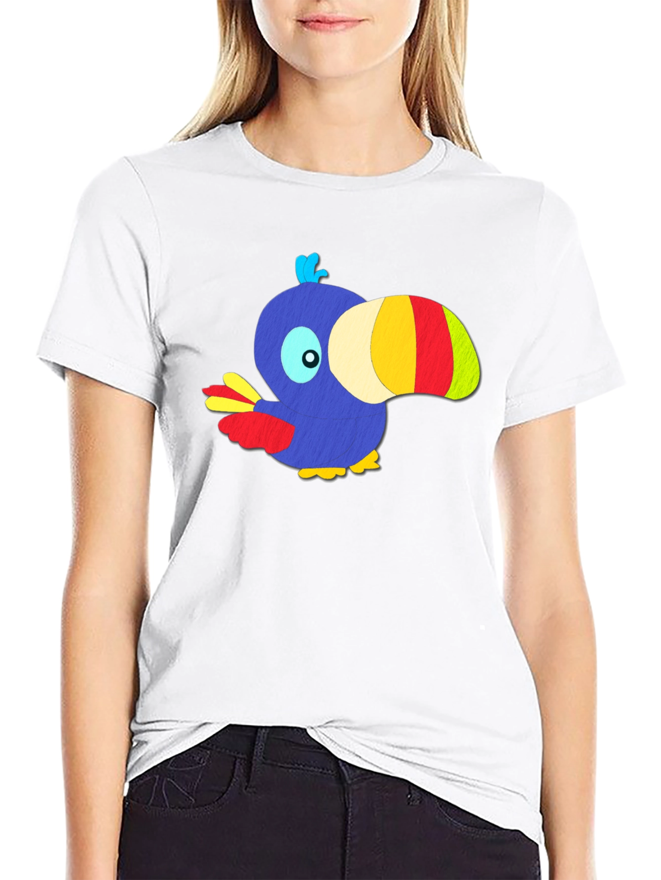 Cartoon Toucan Graphic T-Shirt - Funky Design