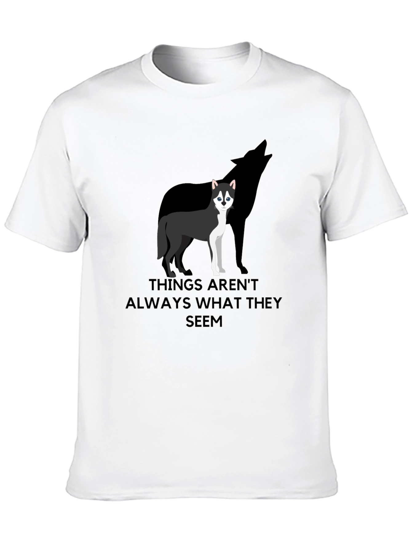 Husky Wolf Silhouette Graphic T-Shirt