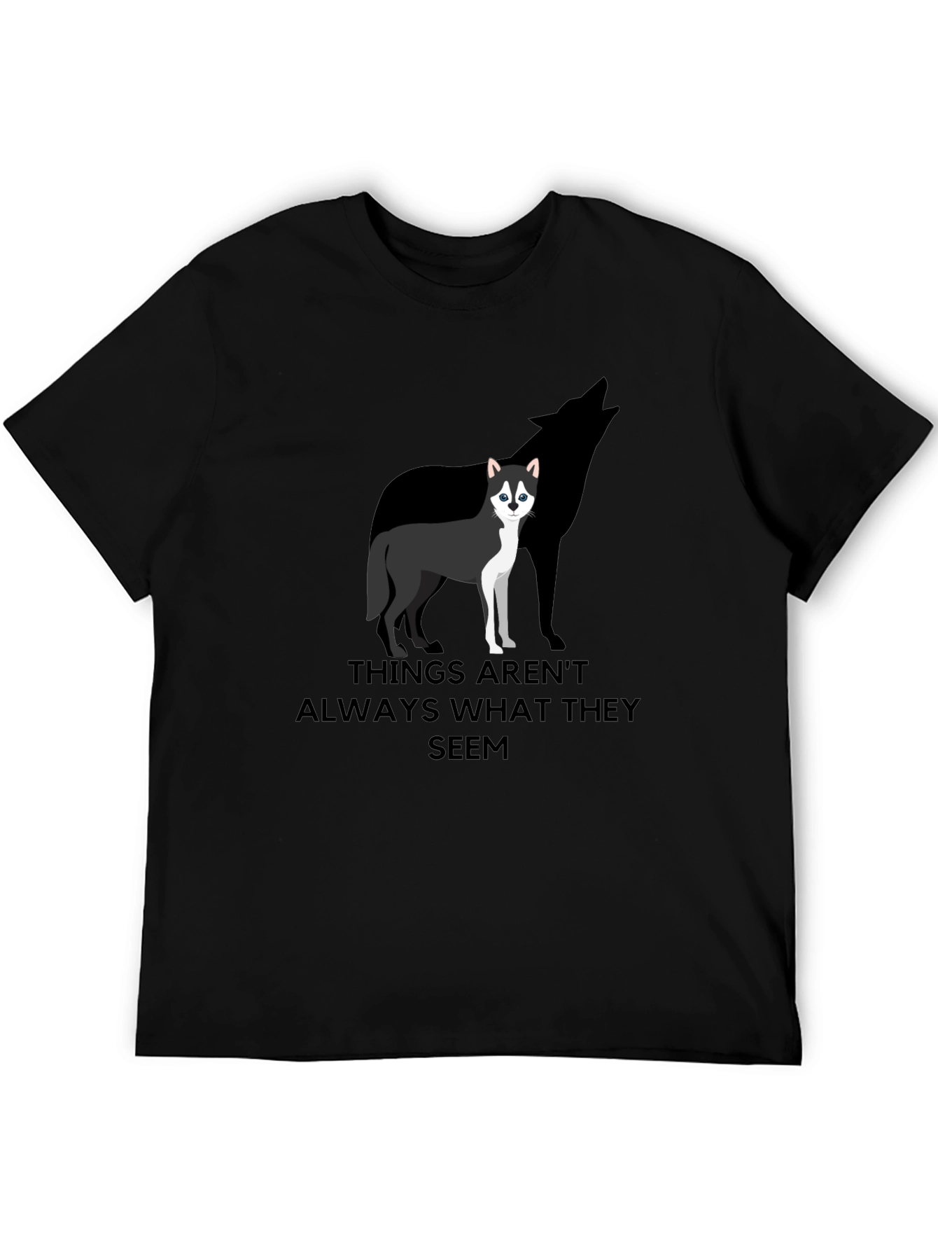 Husky Wolf Silhouette Graphic T-Shirt