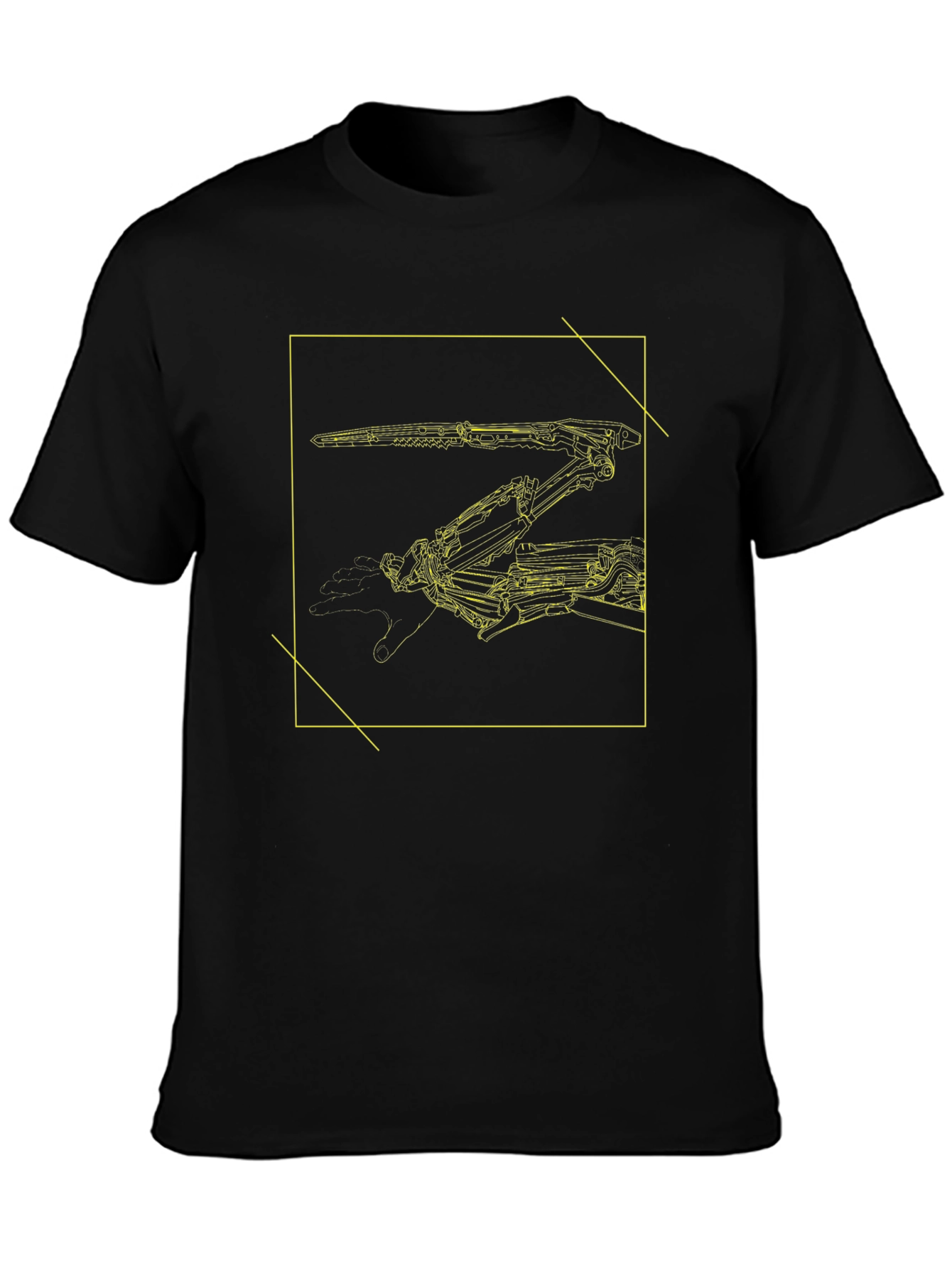 Futuristic Robot Arm Graphic Black Tee