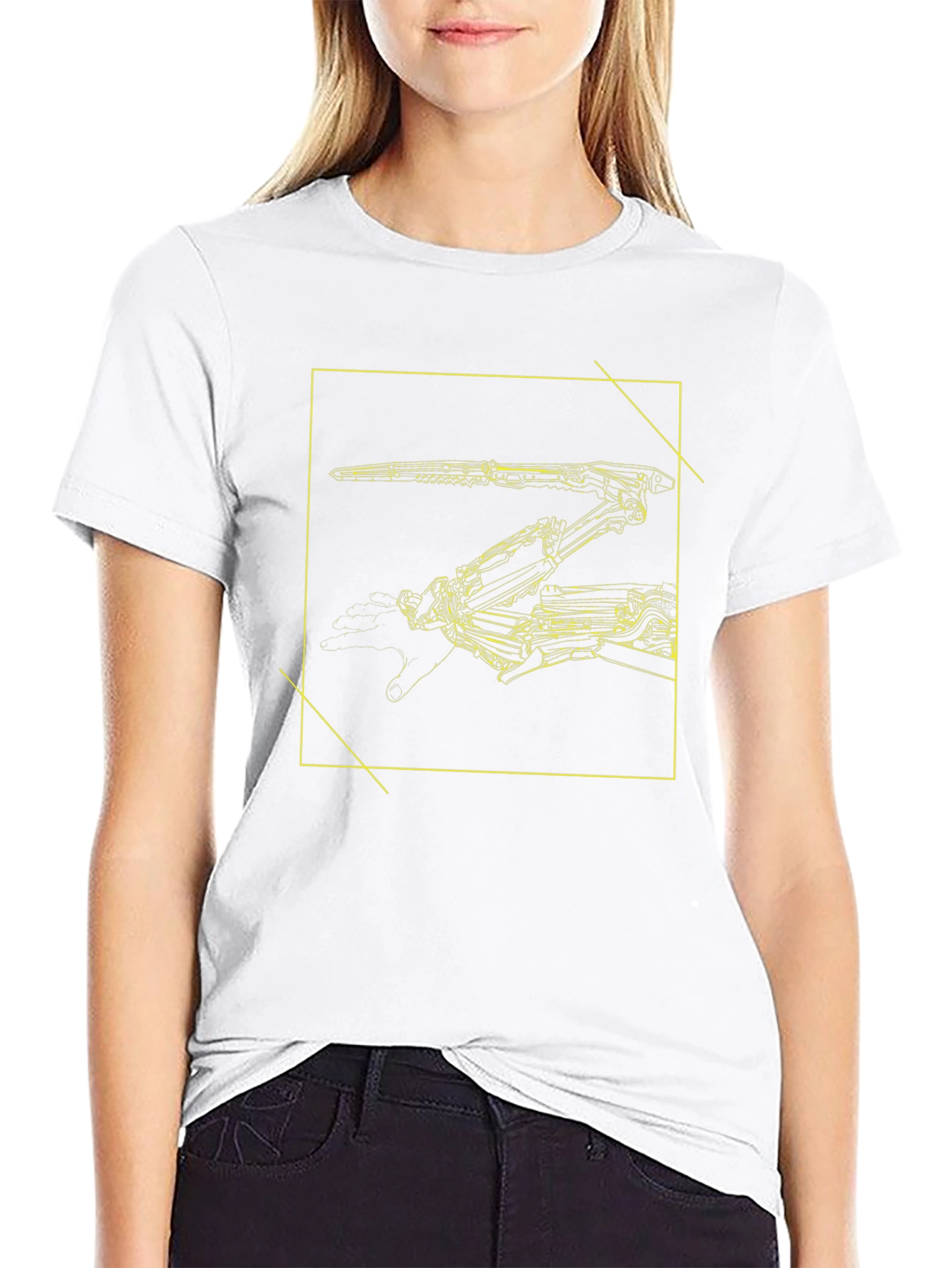Futuristic Robot Arm Graphic Black Tee