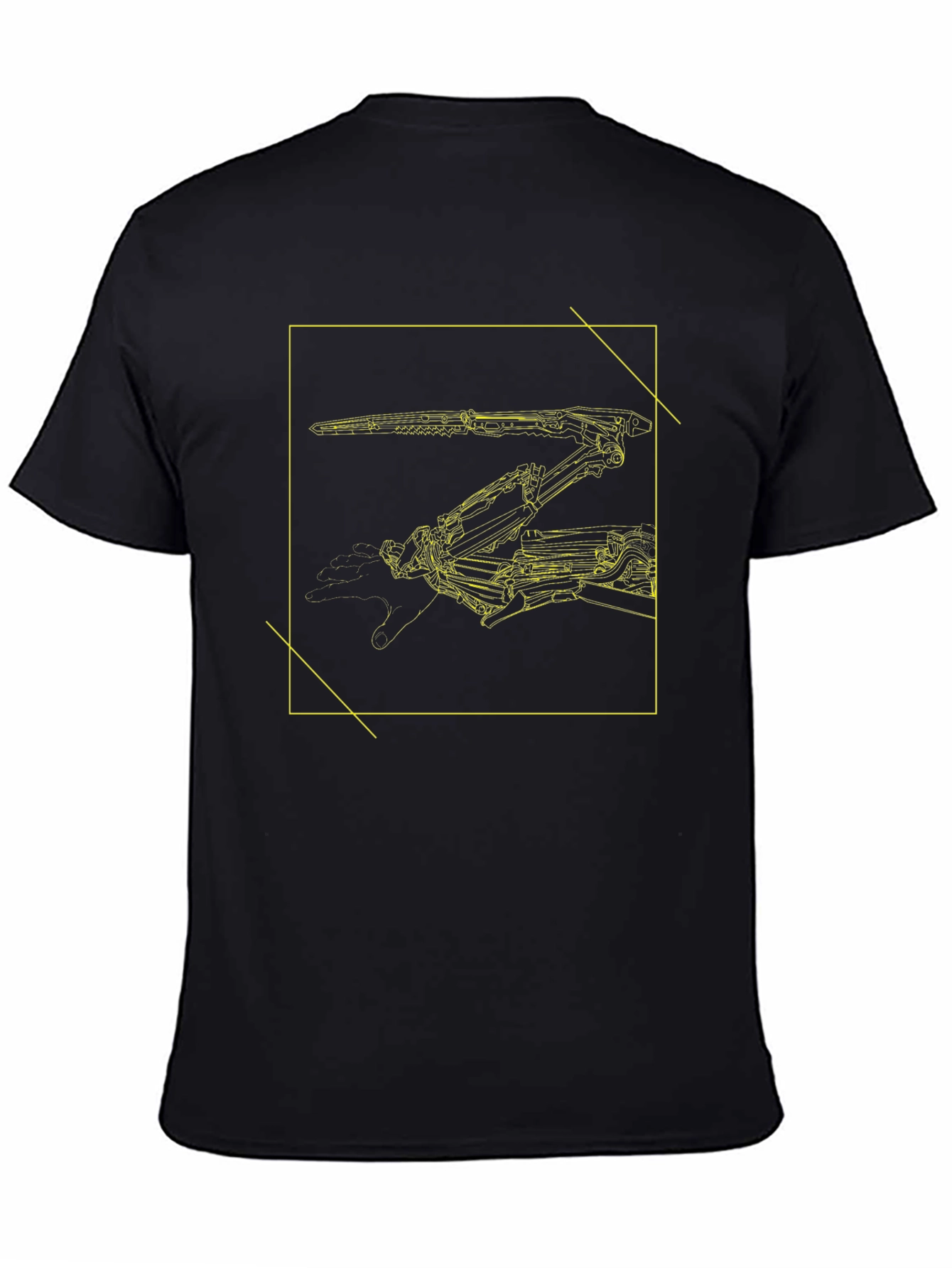 Futuristic Robot Arm Graphic Black Tee