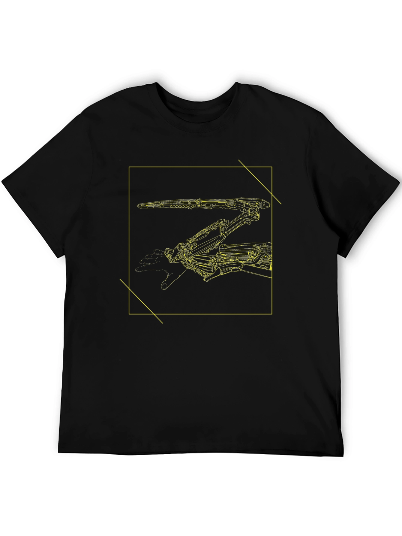 Futuristic Robot Arm Graphic Black Tee