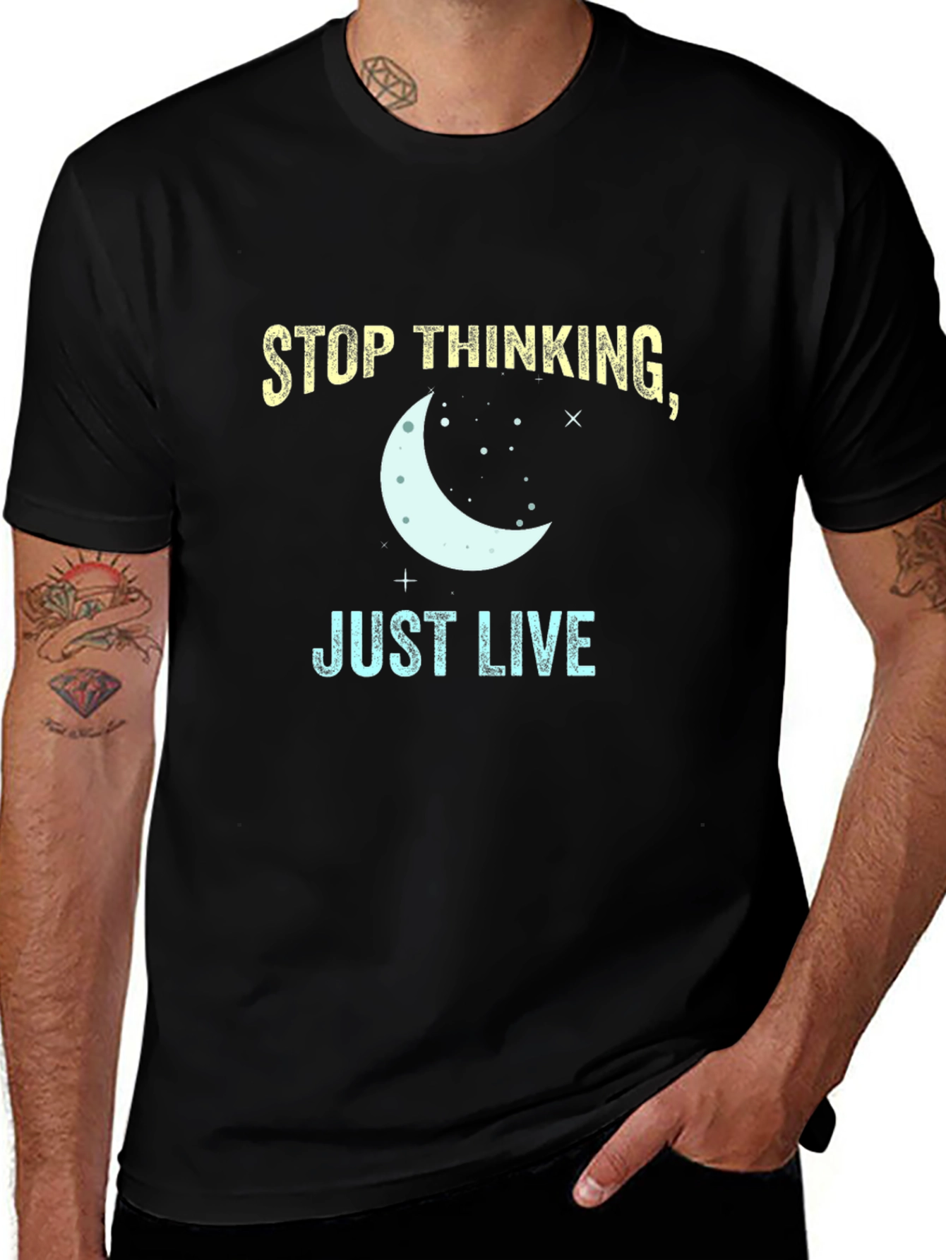 Stop Thinking Just Live T-Shirt - Black Tee