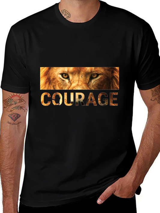 Courage Lion Graphic Tee - Mens Black T-Shirt