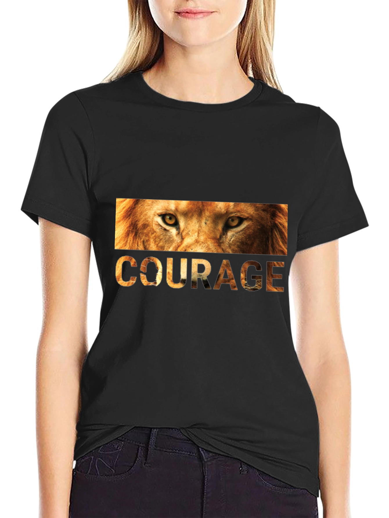 Courage Lion Graphic Tee - Mens Black T-Shirt