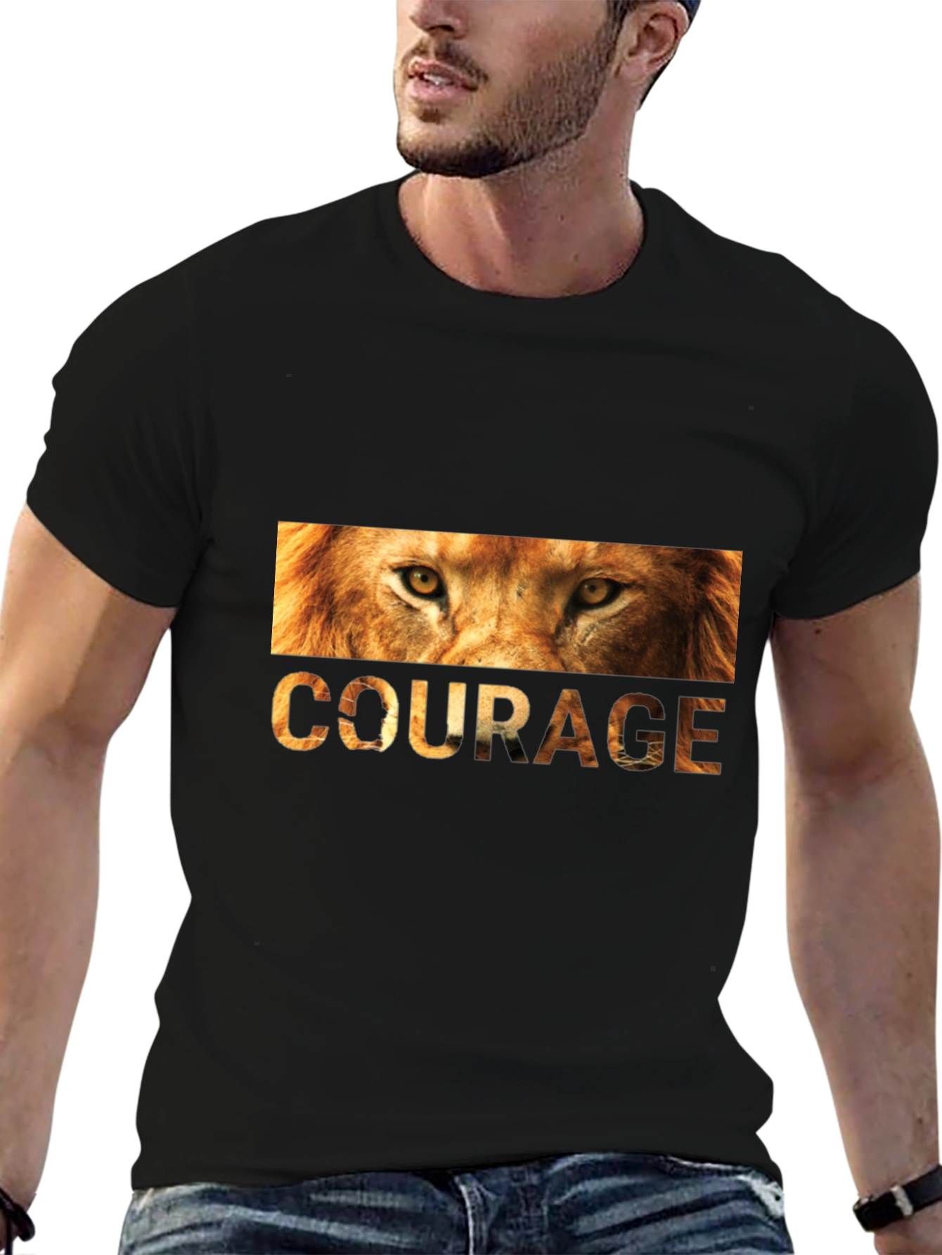 Courage Lion Graphic Tee - Mens Black T-Shirt