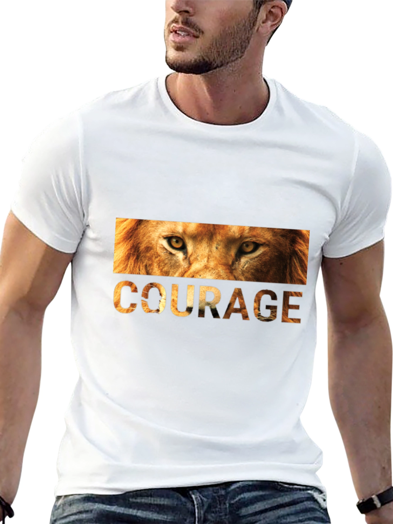 Courage Lion Graphic Tee - Mens Black T-Shirt